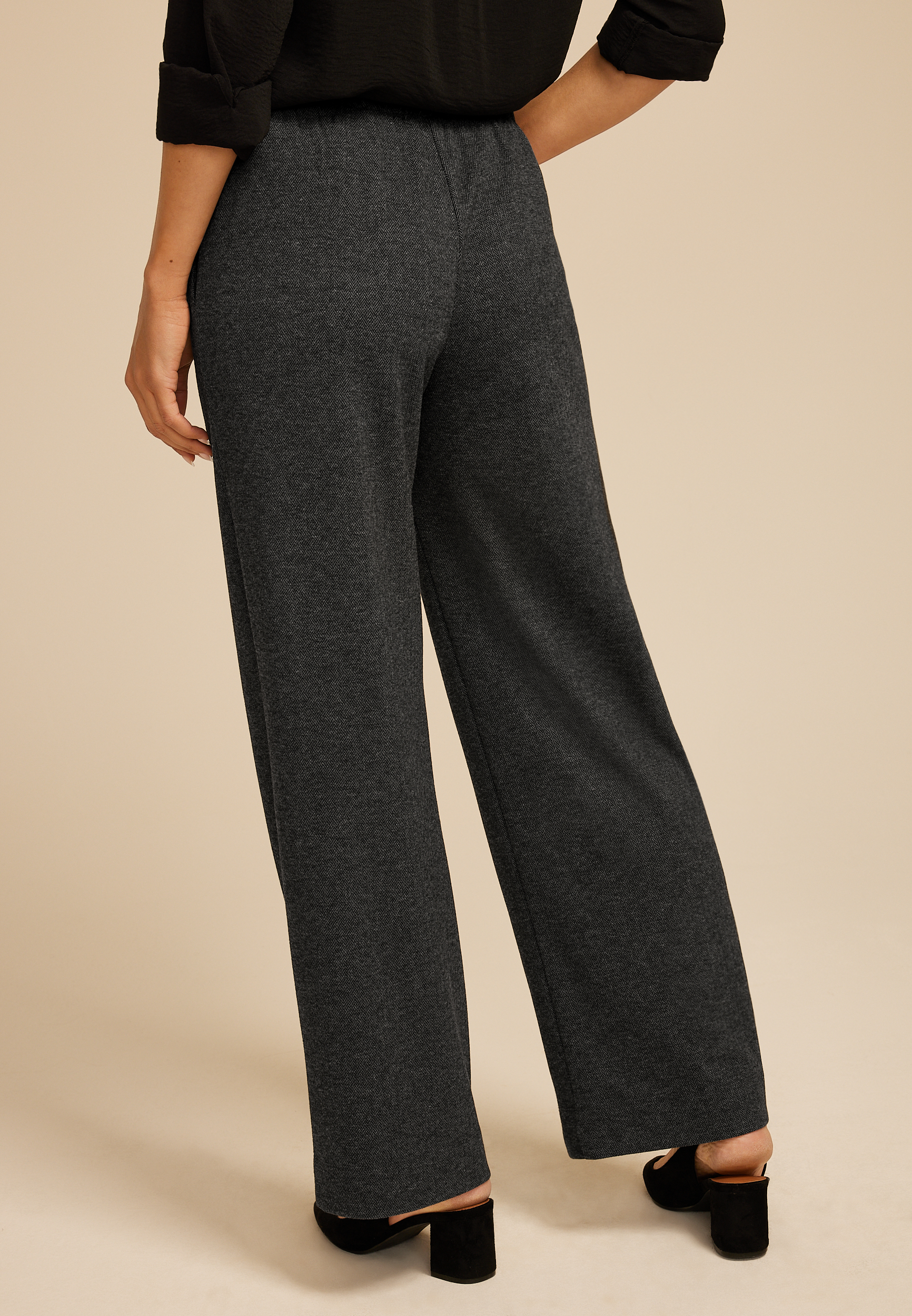 Herringbone Knit High Rise Wide Leg Pant | maurices