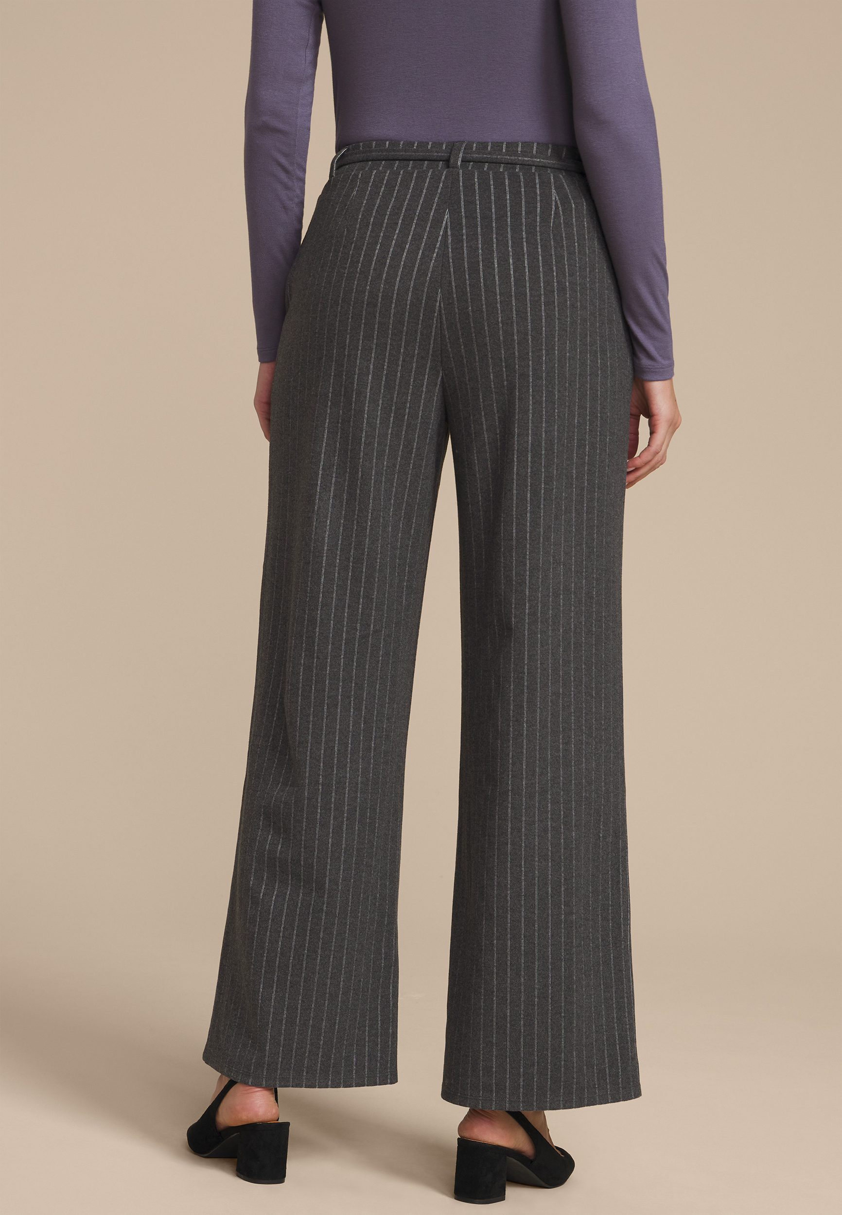 Pinstripe Knit High Rise Wide Leg Pant | maurices