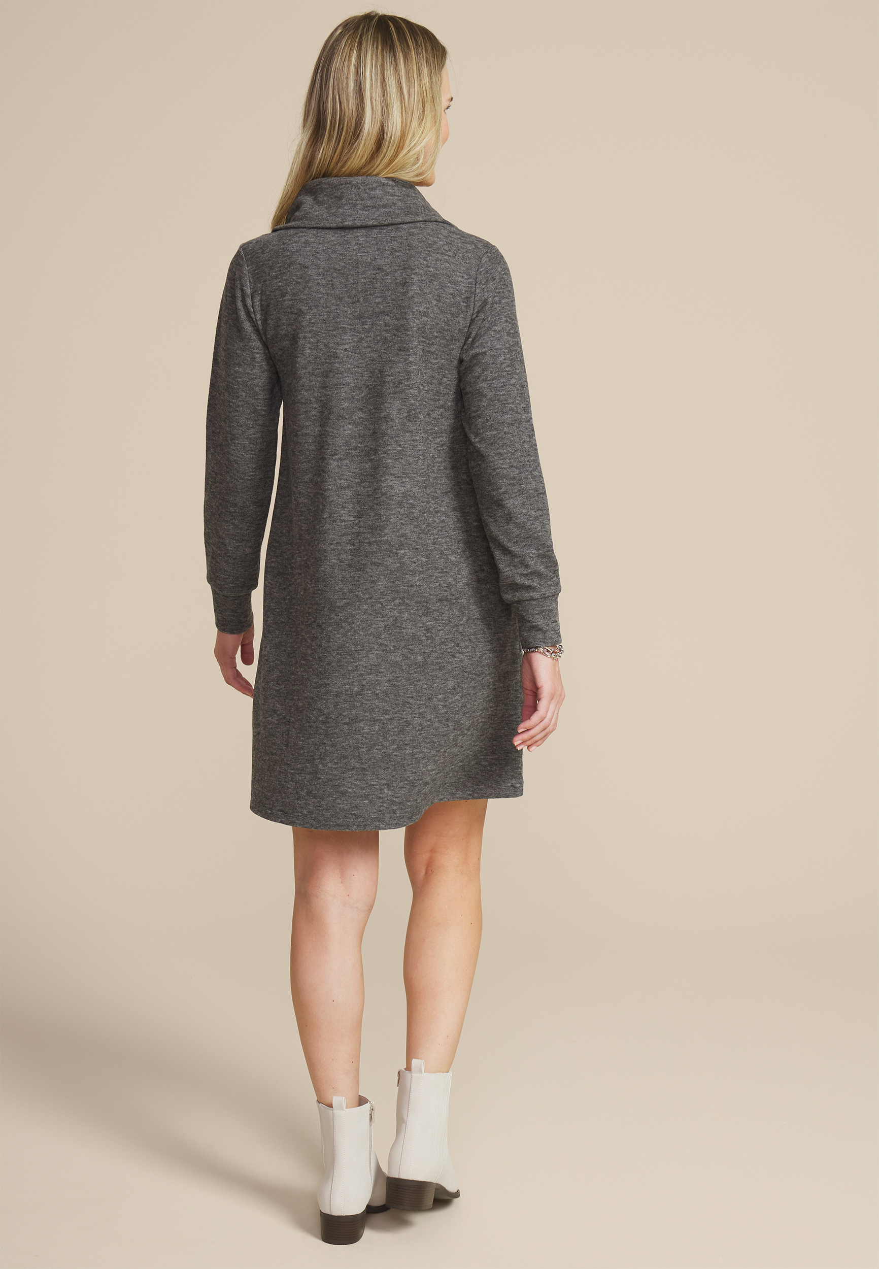 Heather Gray Cowl Neck Sweatshirt Dress | maurices