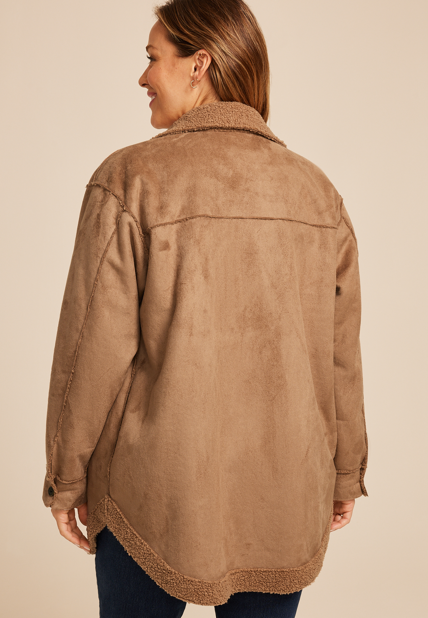Plus Size Cognac Shearling Jacket | maurices