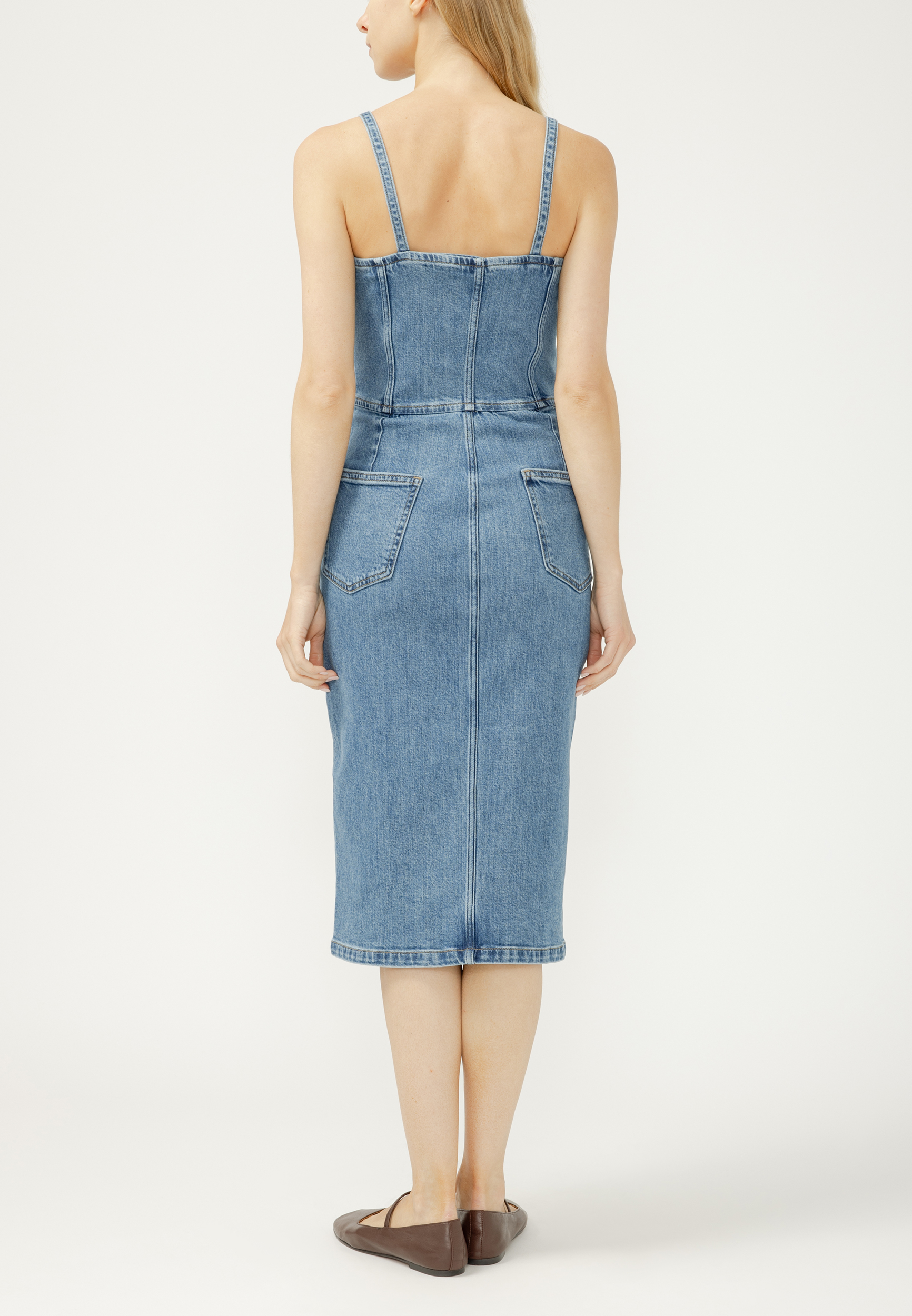 slim fit dress slacks Dark Denim Petal Long Slip Dress main image 0