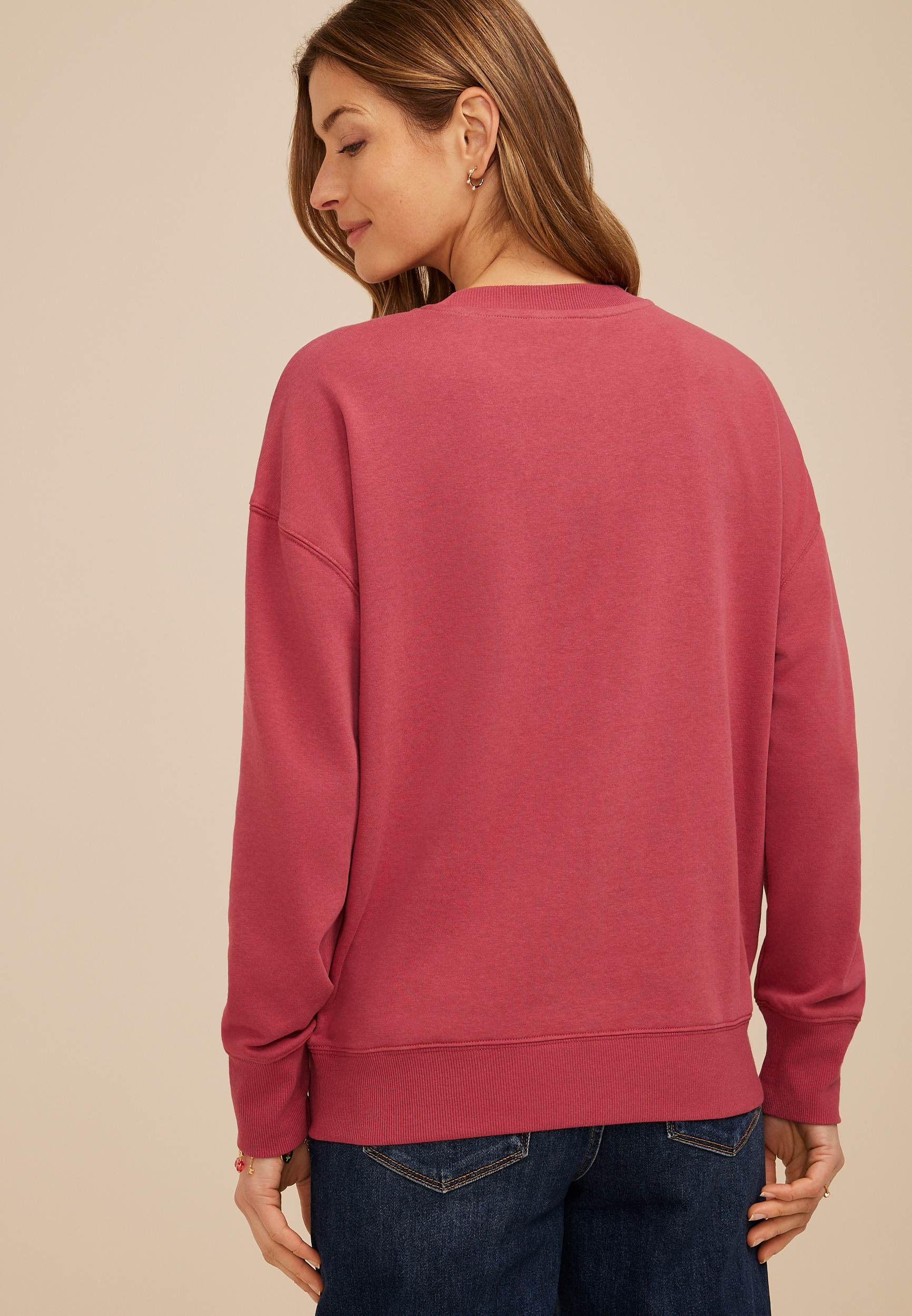 Soutache Floral Embroidered Crew Neck Sweatshirt | maurices