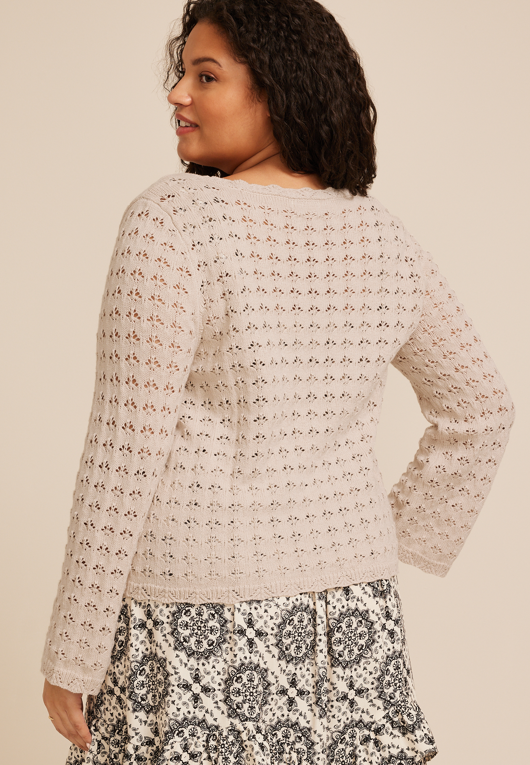 Plus Size Tie Front Open Stitch Cardigan | maurices