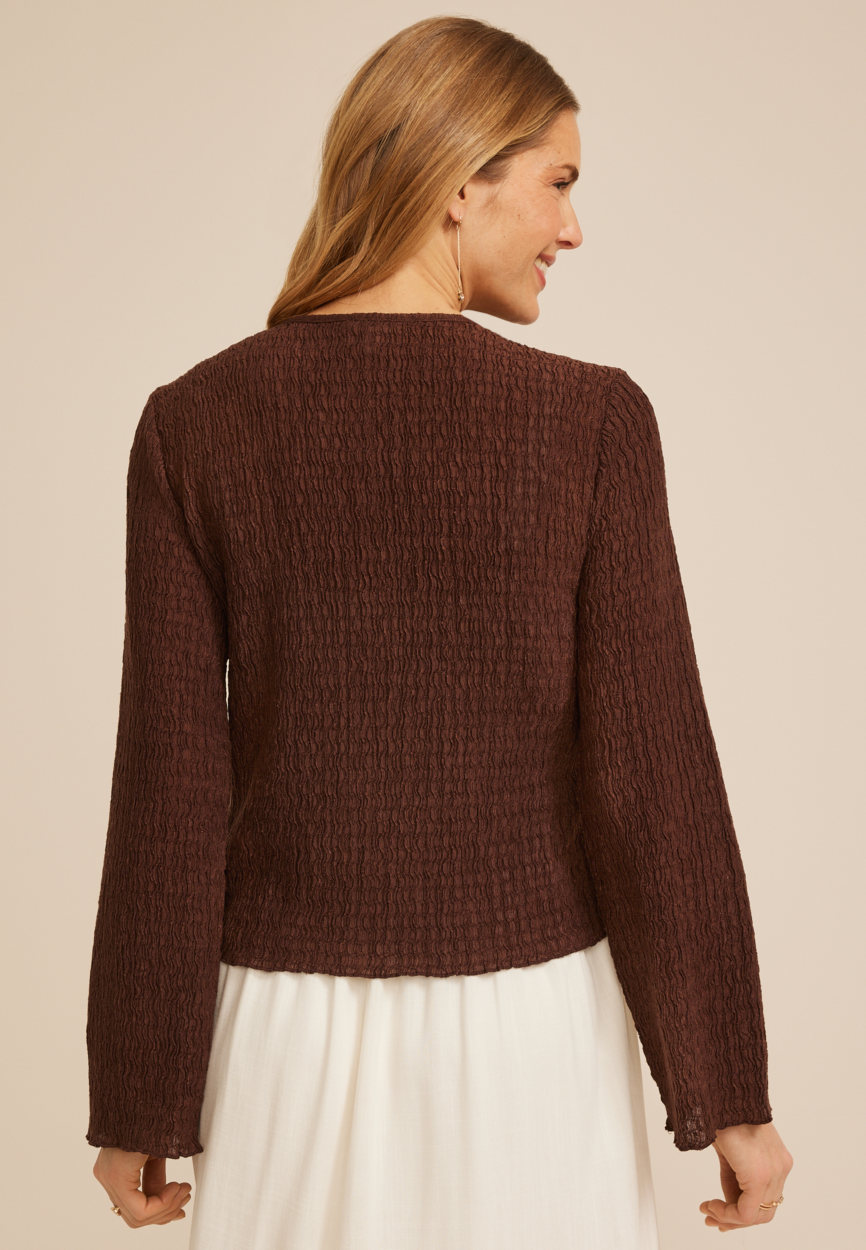 ドルチェ　ウェイビーカーディガン　wavy cardigan Wavy Texture Button Front Cardigan | maurices