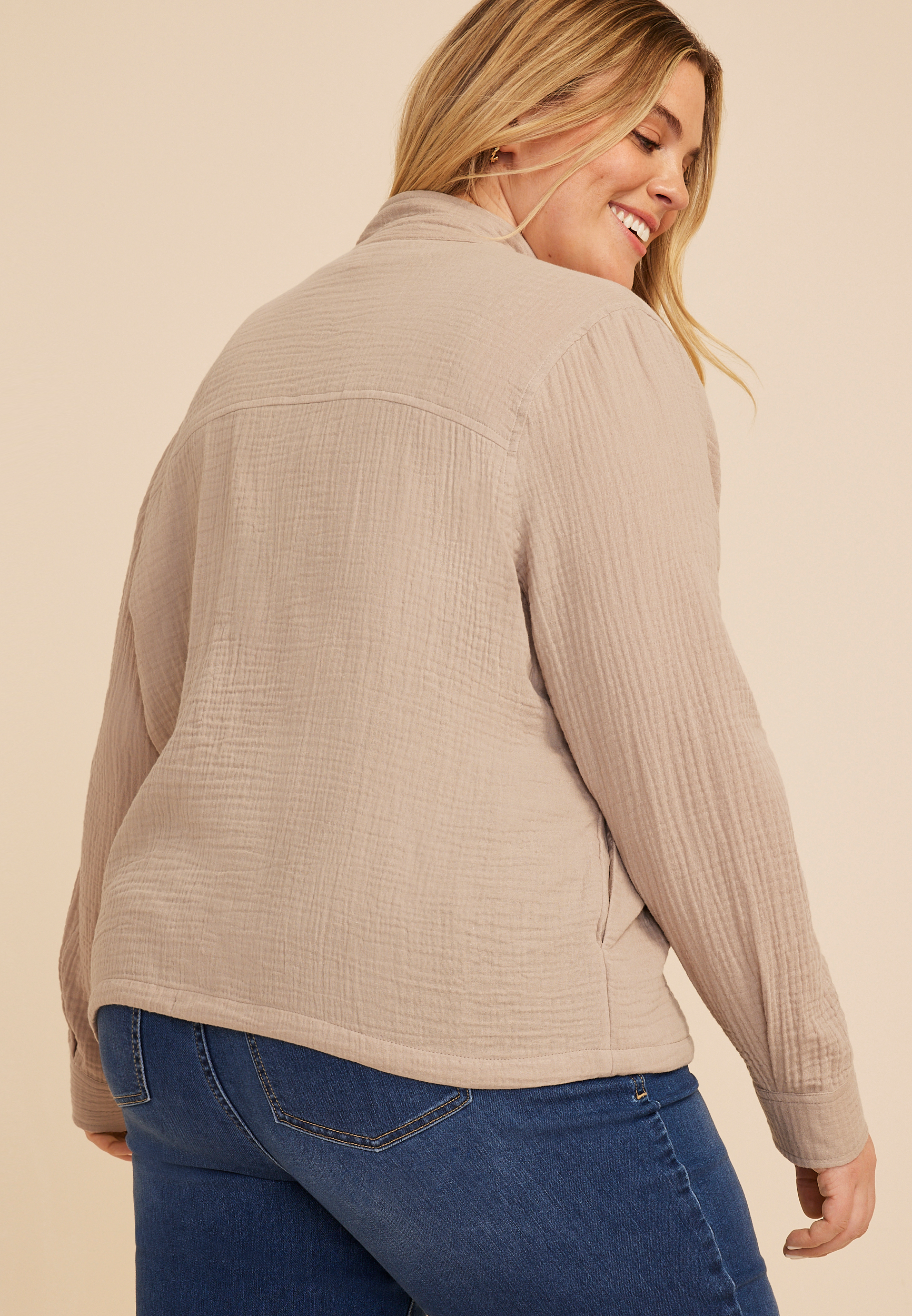 Plus Size Double Cloth Cinched Jacket | maurices