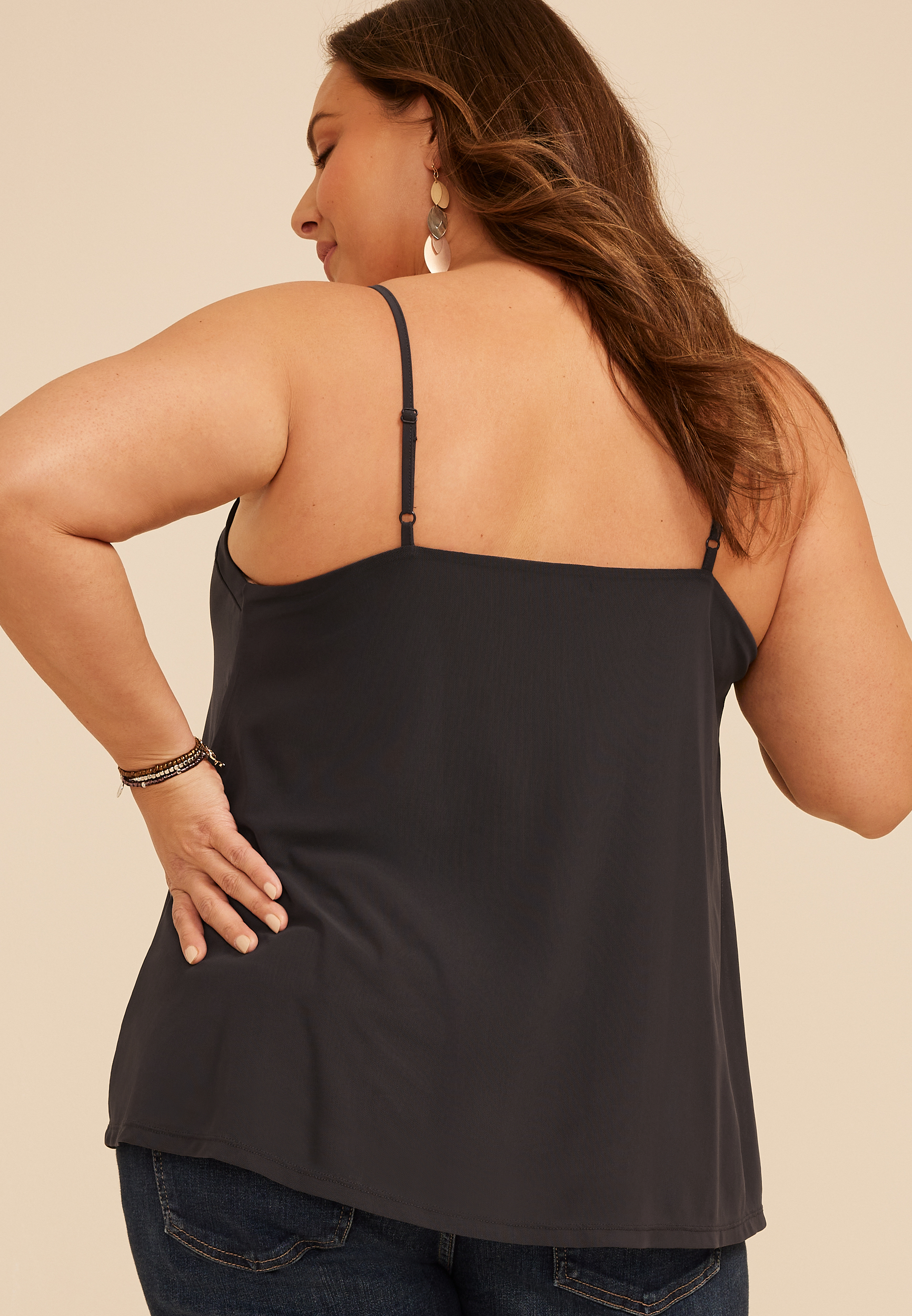 Plus Size Studio Y Floral Embroidered Mesh Cami Tank Top | maurices