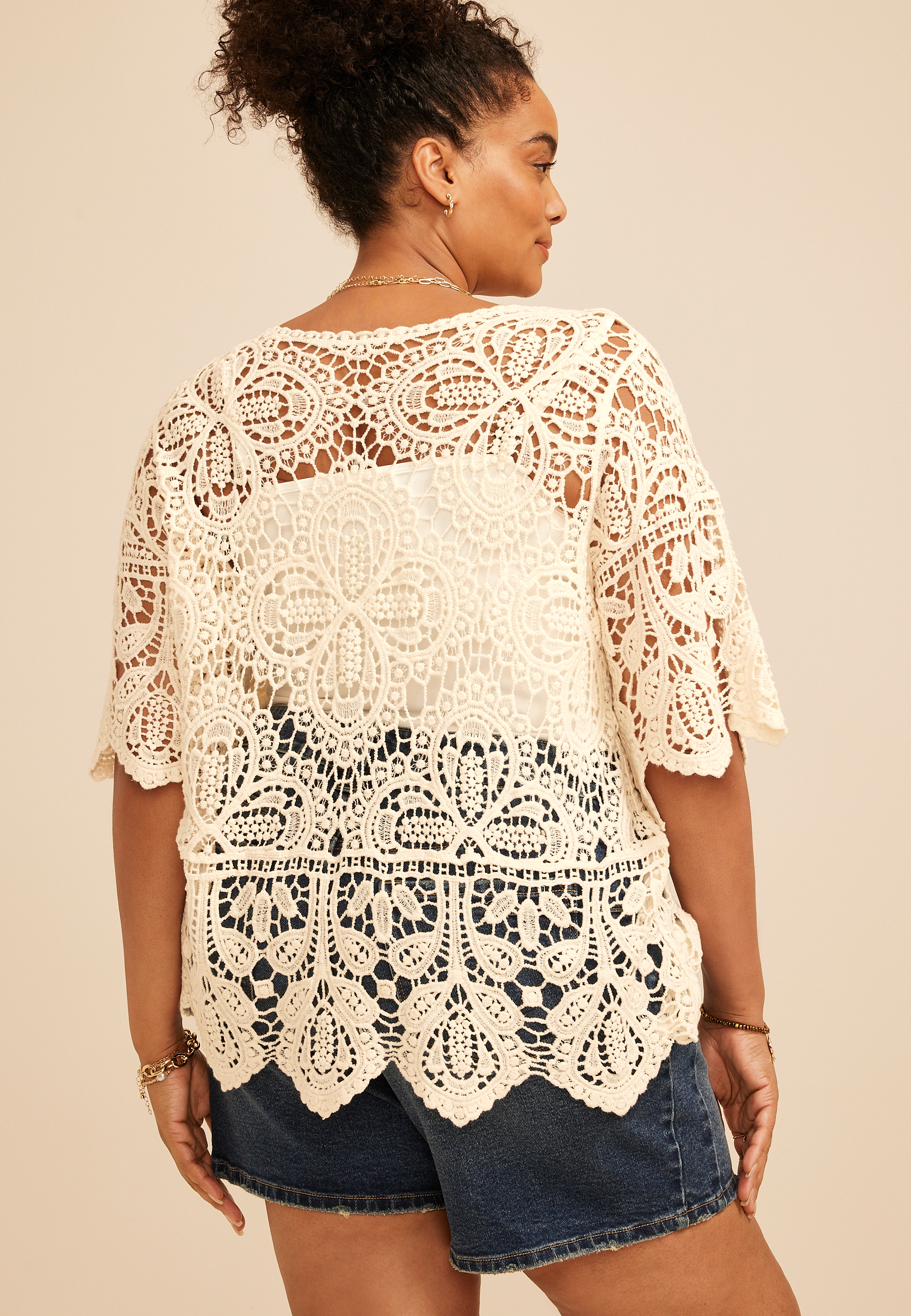Plus Size Crochet Lace Scoop Neck Top | maurices