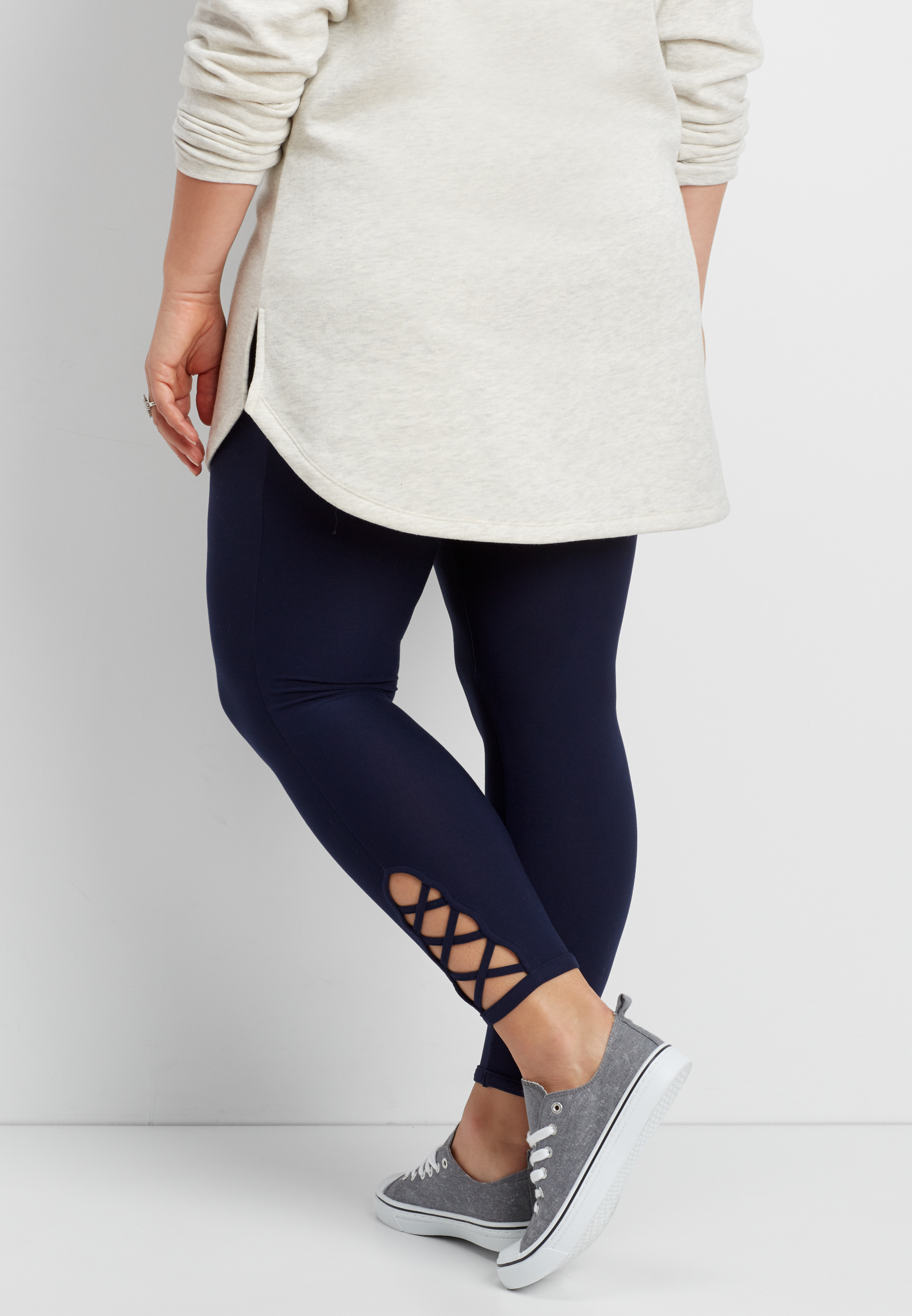 plus size ultra soft legging with strappy detail