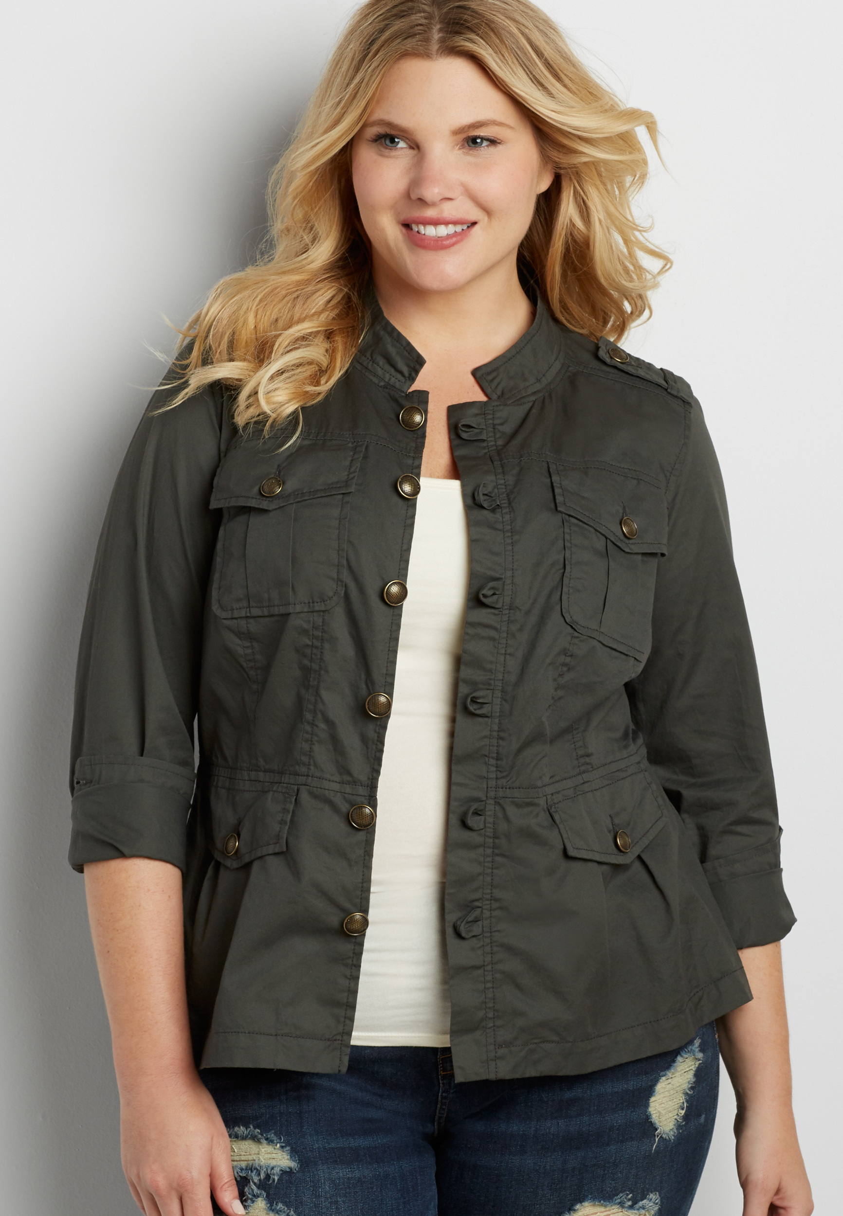 Plus store military jacket