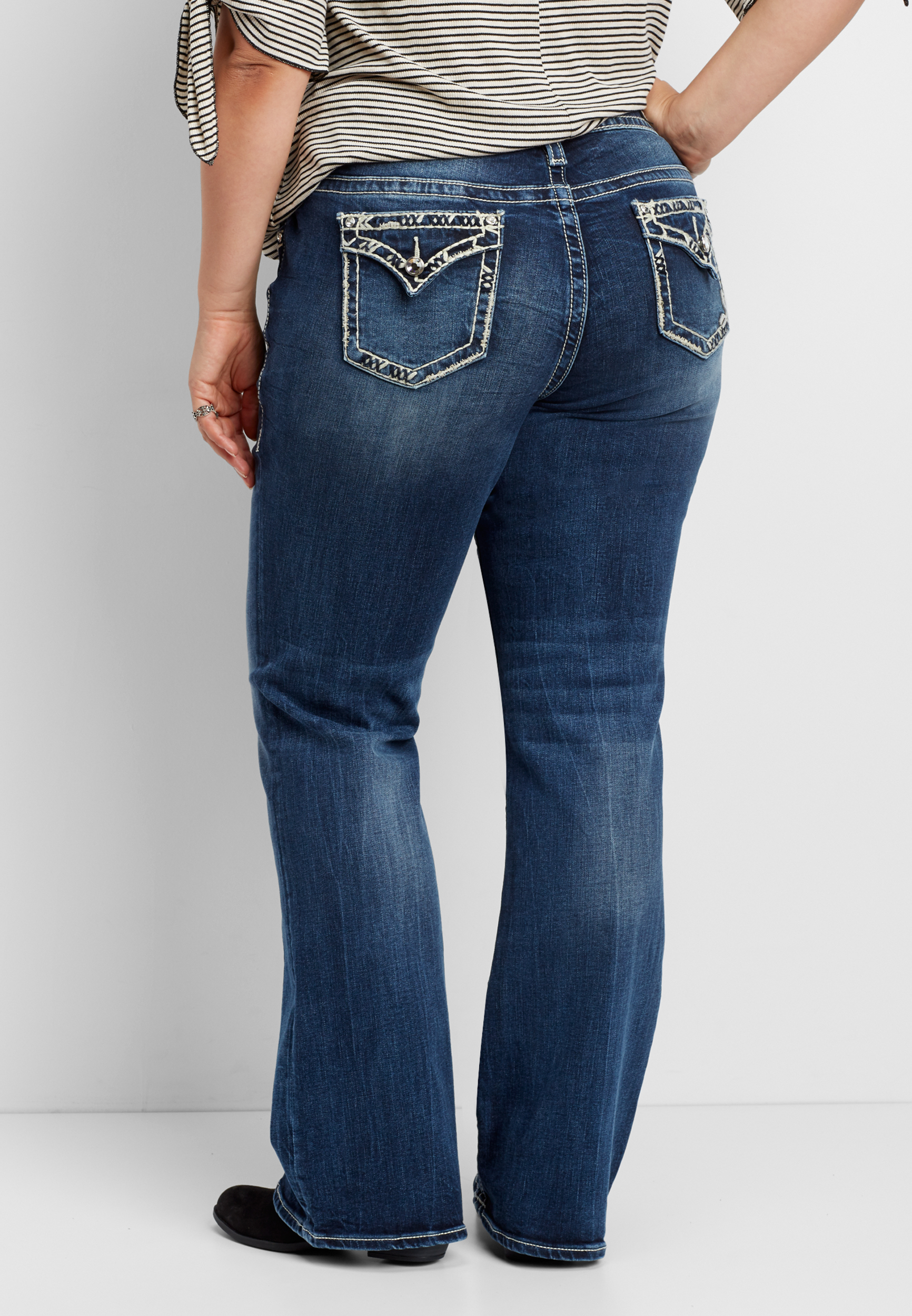 Jeans with best sale flap back pockets