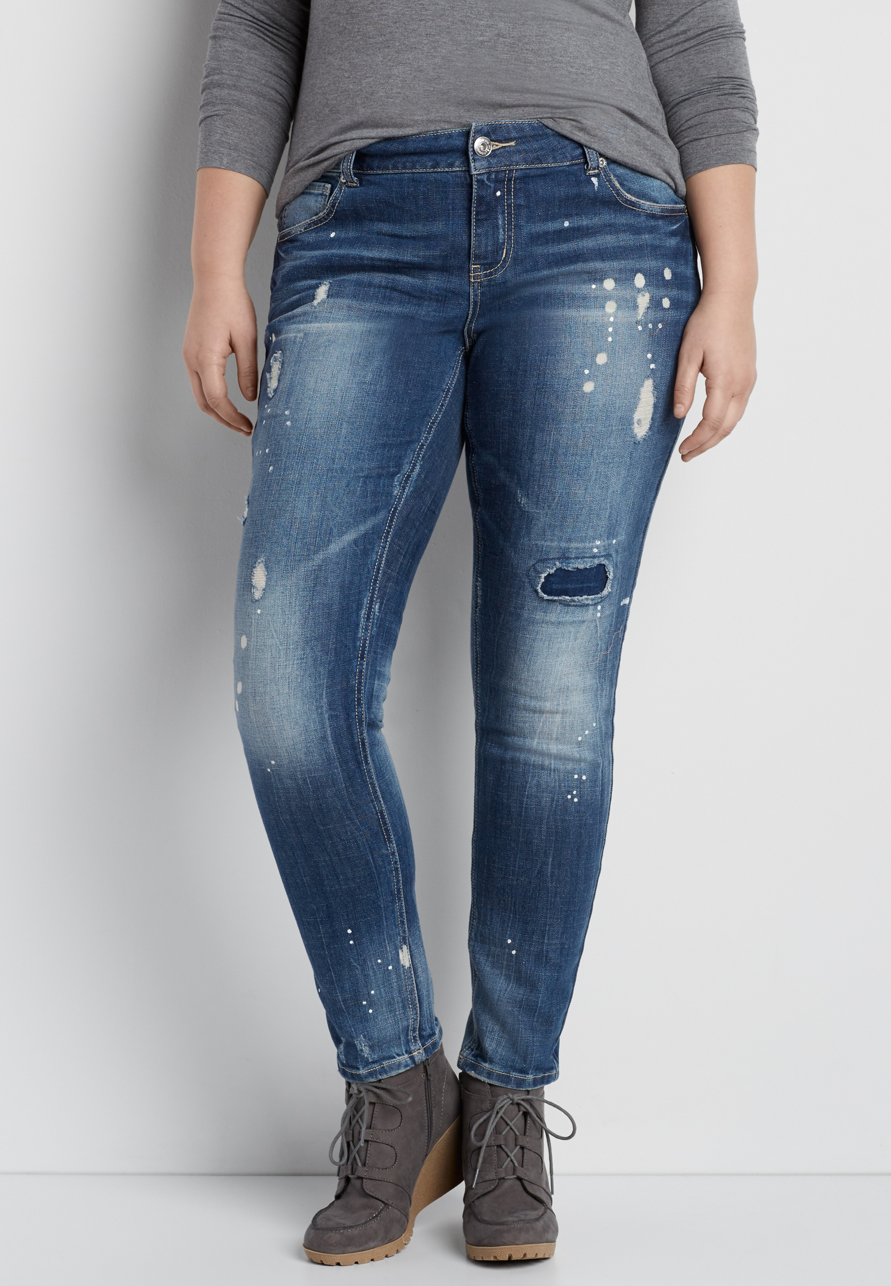 plus size paint splatter jeans