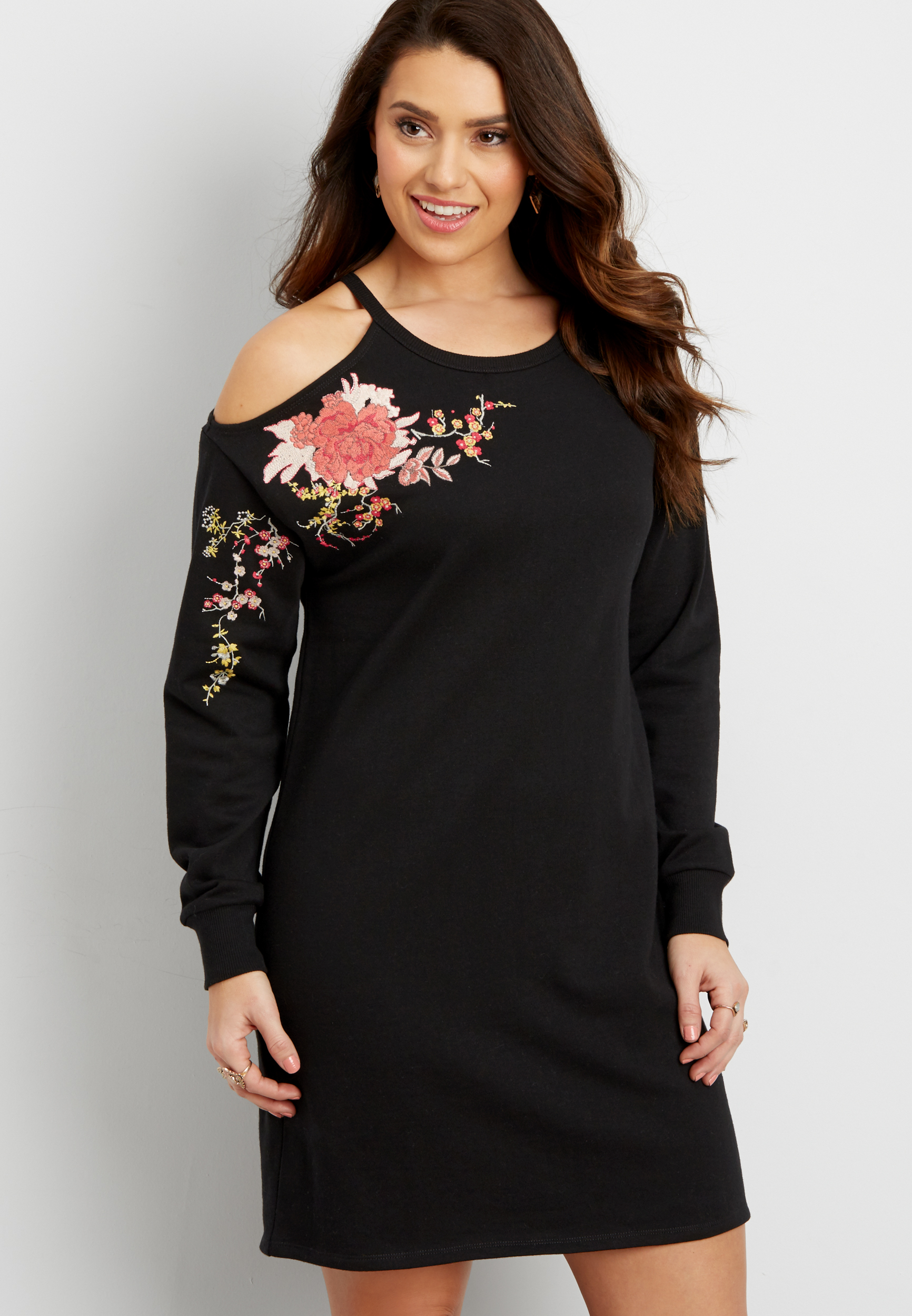 green emerald velvet dress Popcorn Lover Hand-Embroidered Sweatshirt Dress main image 0