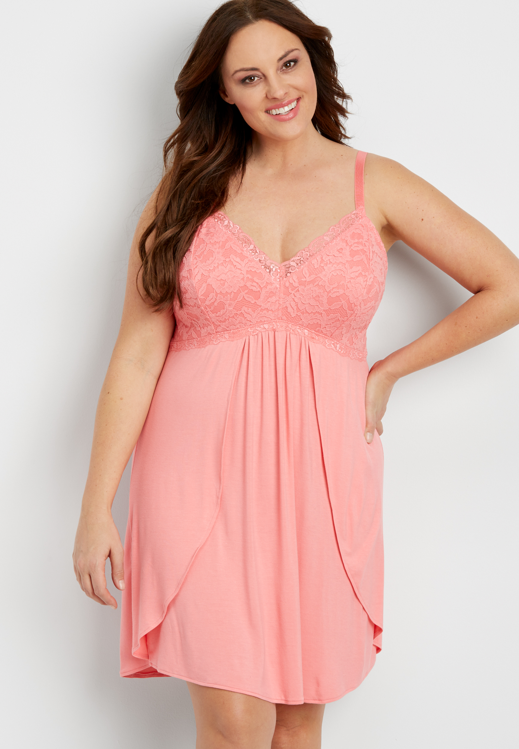 plus size chemise with built in bra