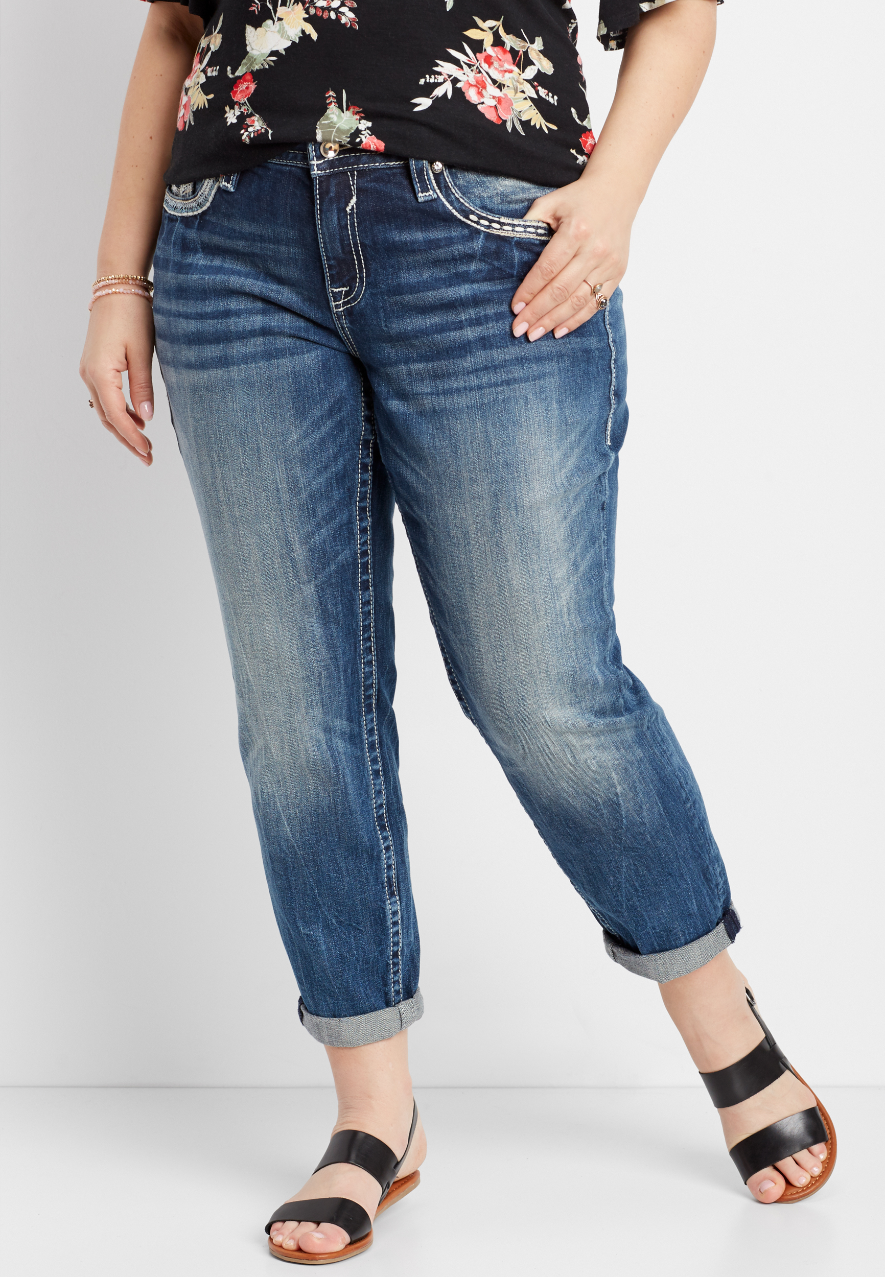 Plus Size Vigoss ® Medium Wash Boyfriend Jean Maurices 3705