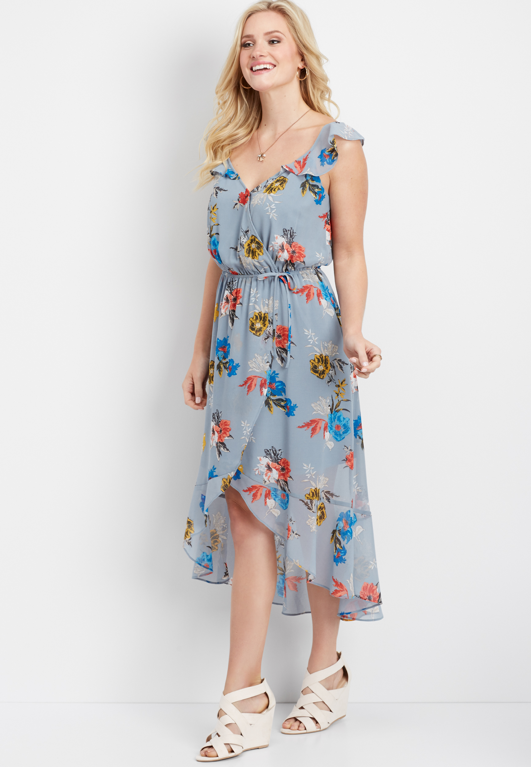 chinese dress ladies Flutter Sleeve Maxi Dress with Lace Tiers - Komarov Clothing Official Site