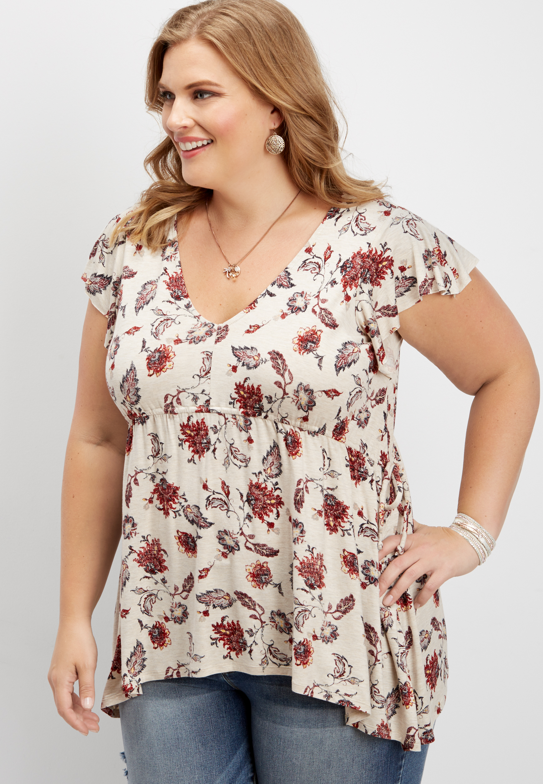 plus size empire waist floral tee ...