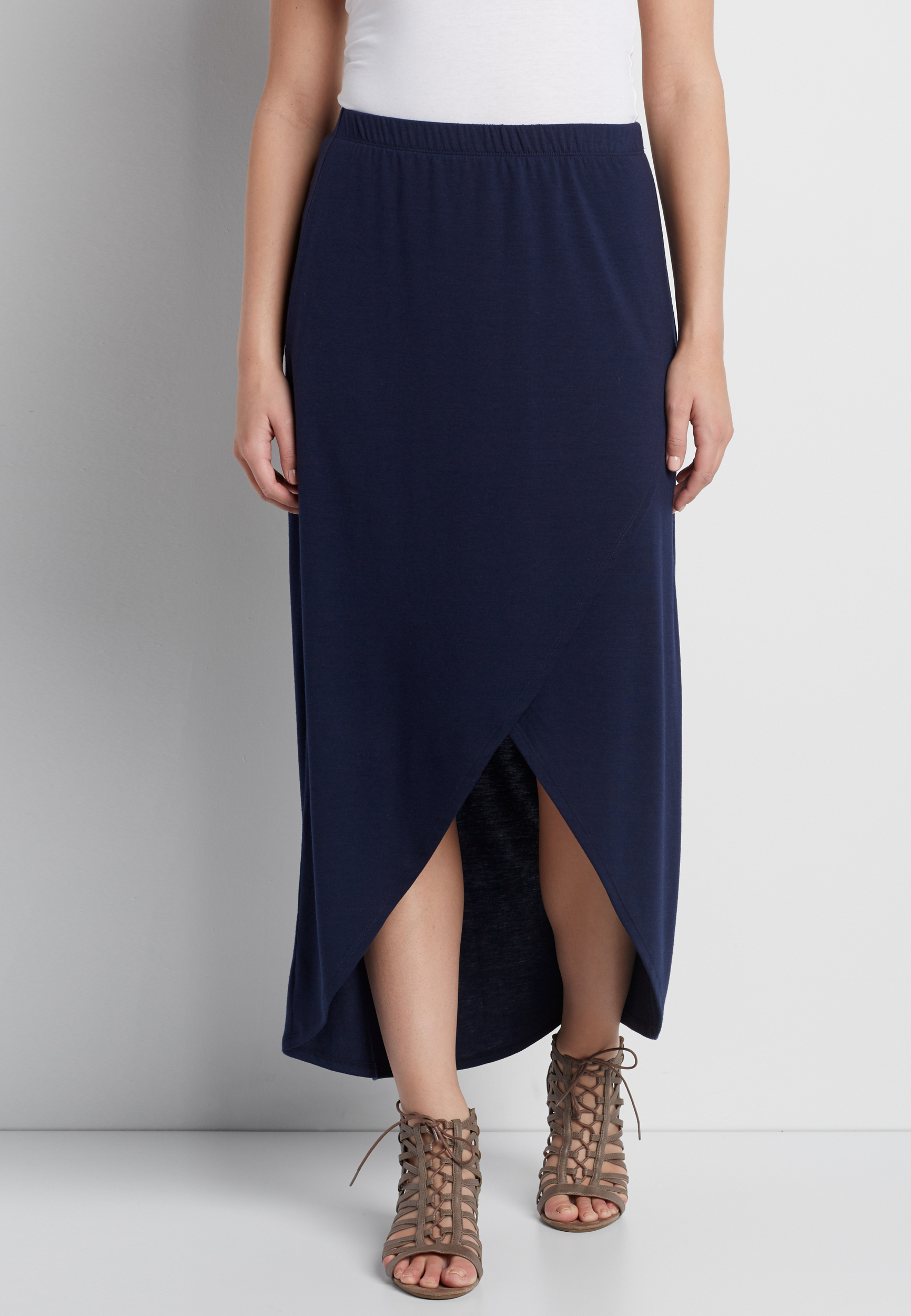 tulip hem maxi skirt