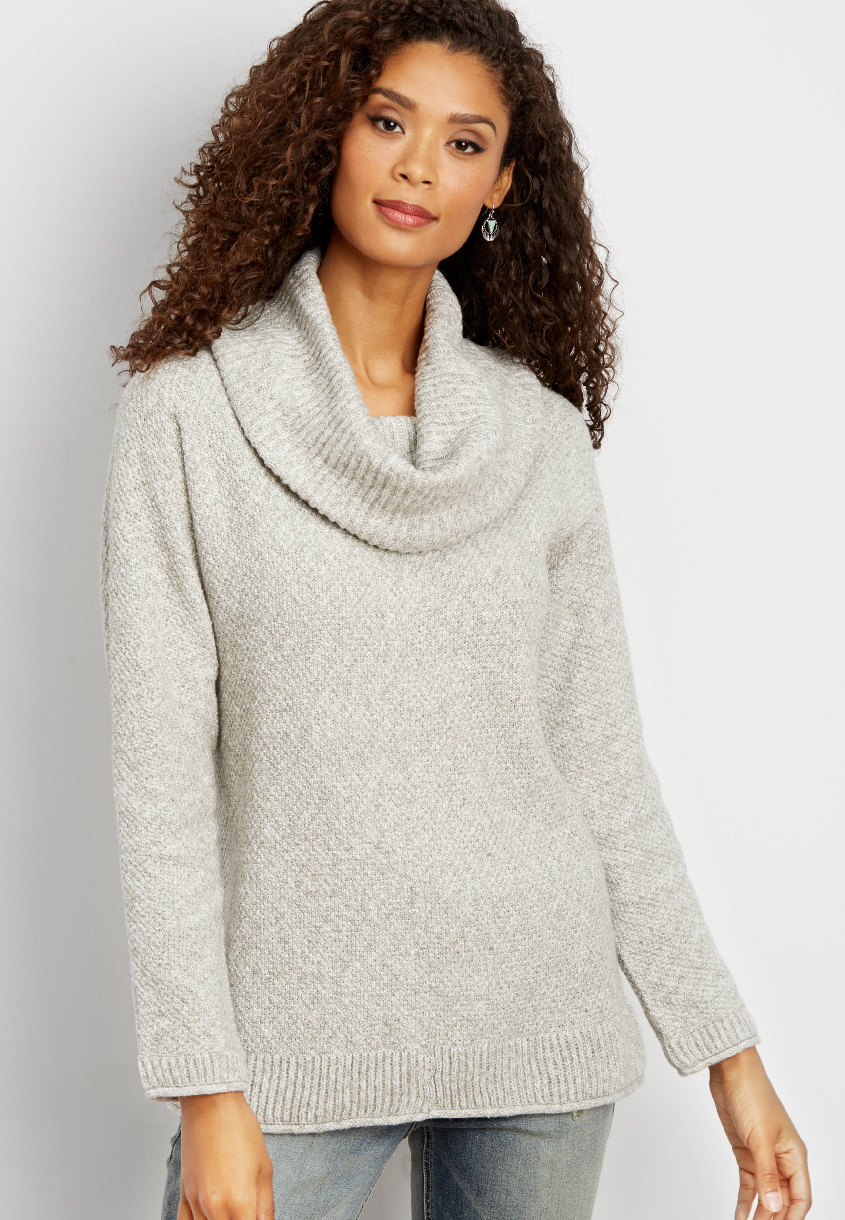 pullover dolman sweater with ribbed cowl neck