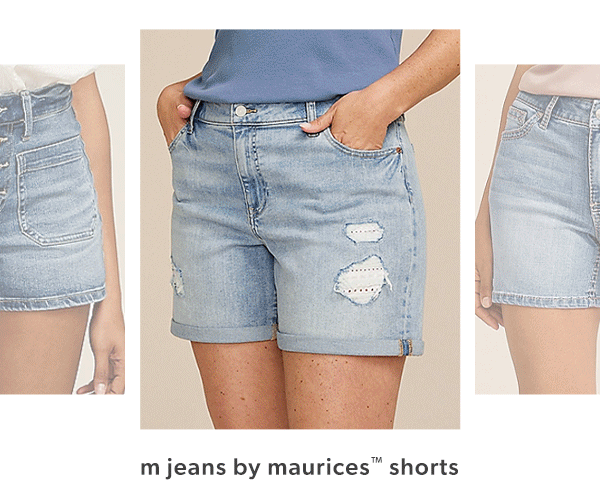 m jeans by maurices™ shorts. Models wearing maurices clothing.