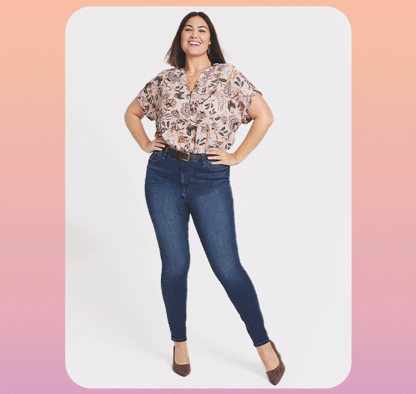 Model wearing maurices clothing.