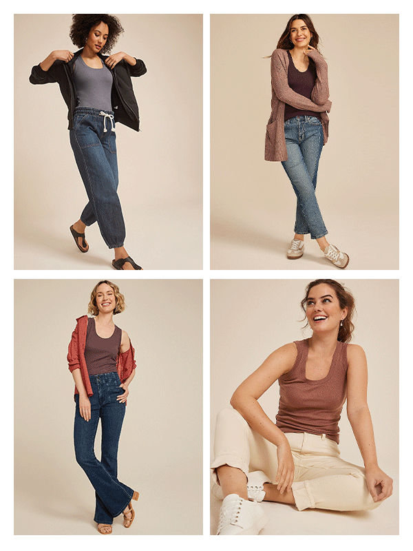 Models wearing maurices 24/7 u-line tanks.
