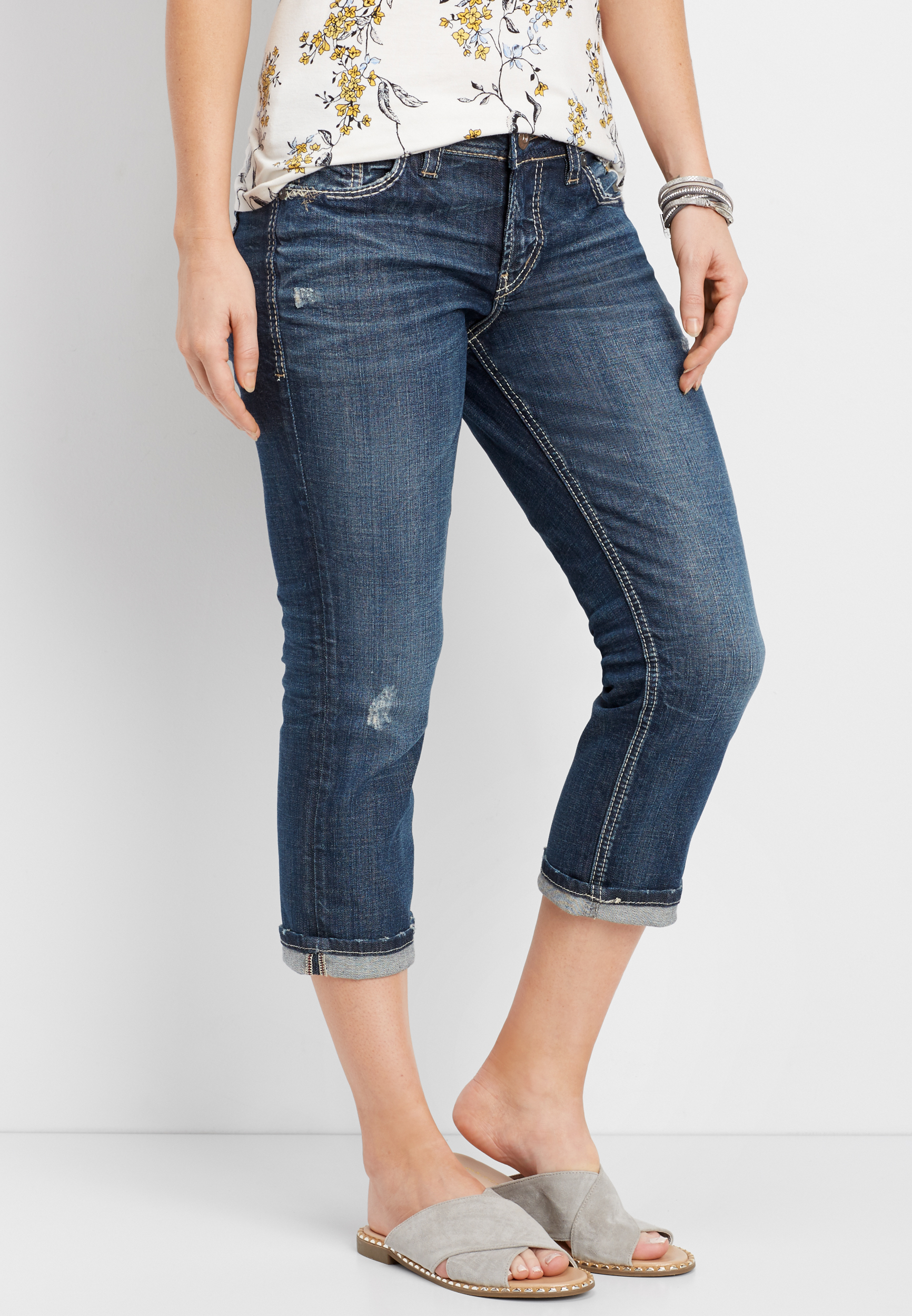 Silver Jeans Co.® Elyse dark wash capri | maurices