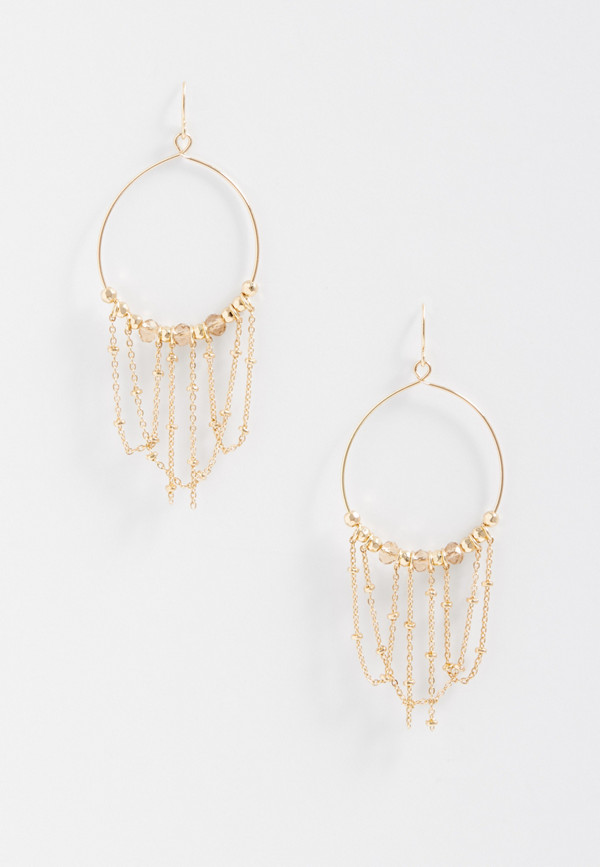 beaded gold chain hoop earrings | maurices