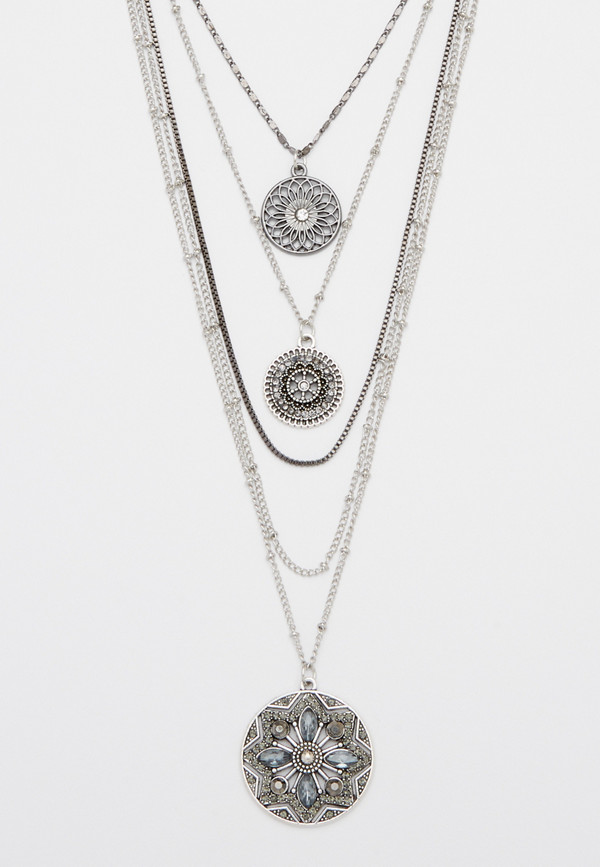 Multi Row Medallion Drape Necklace | maurices