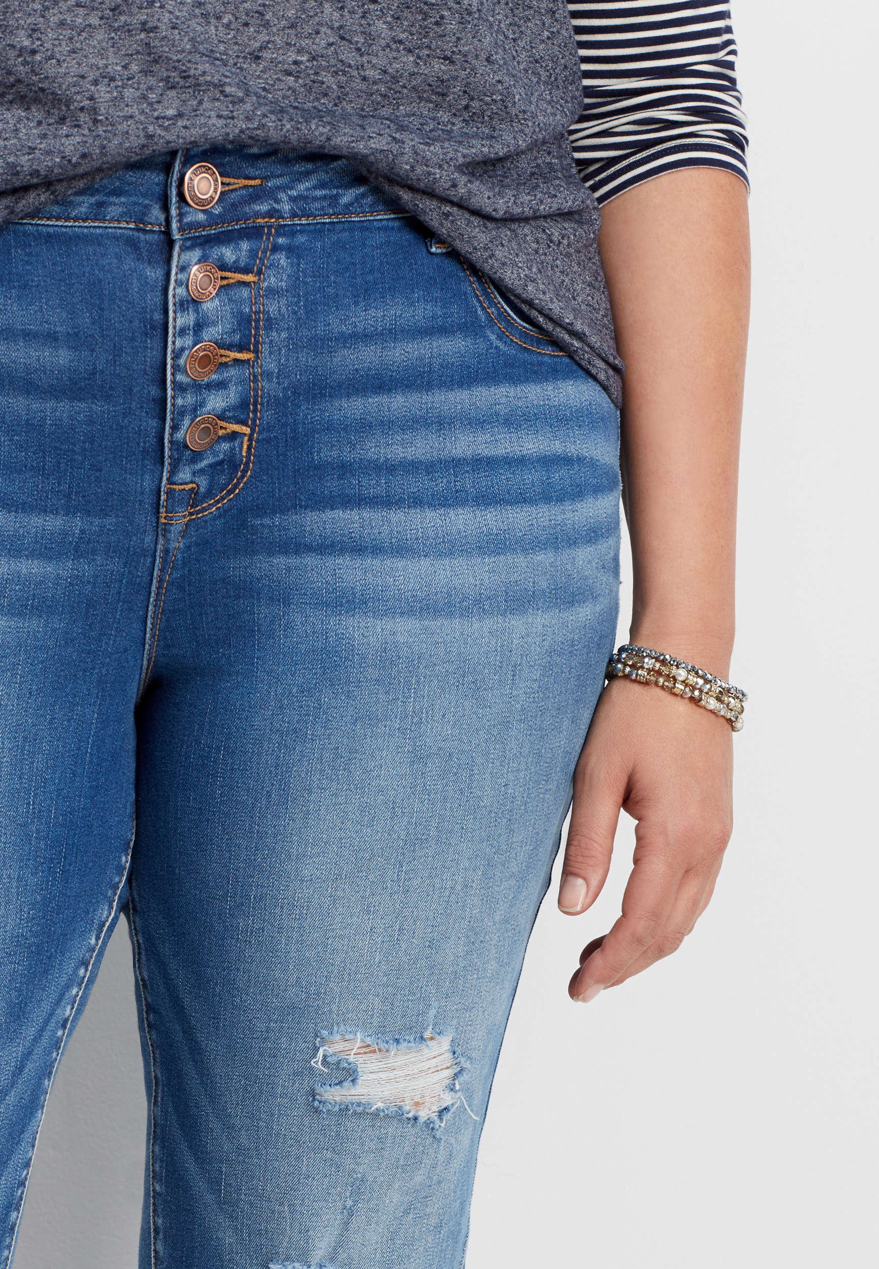 plus size button fly jeans