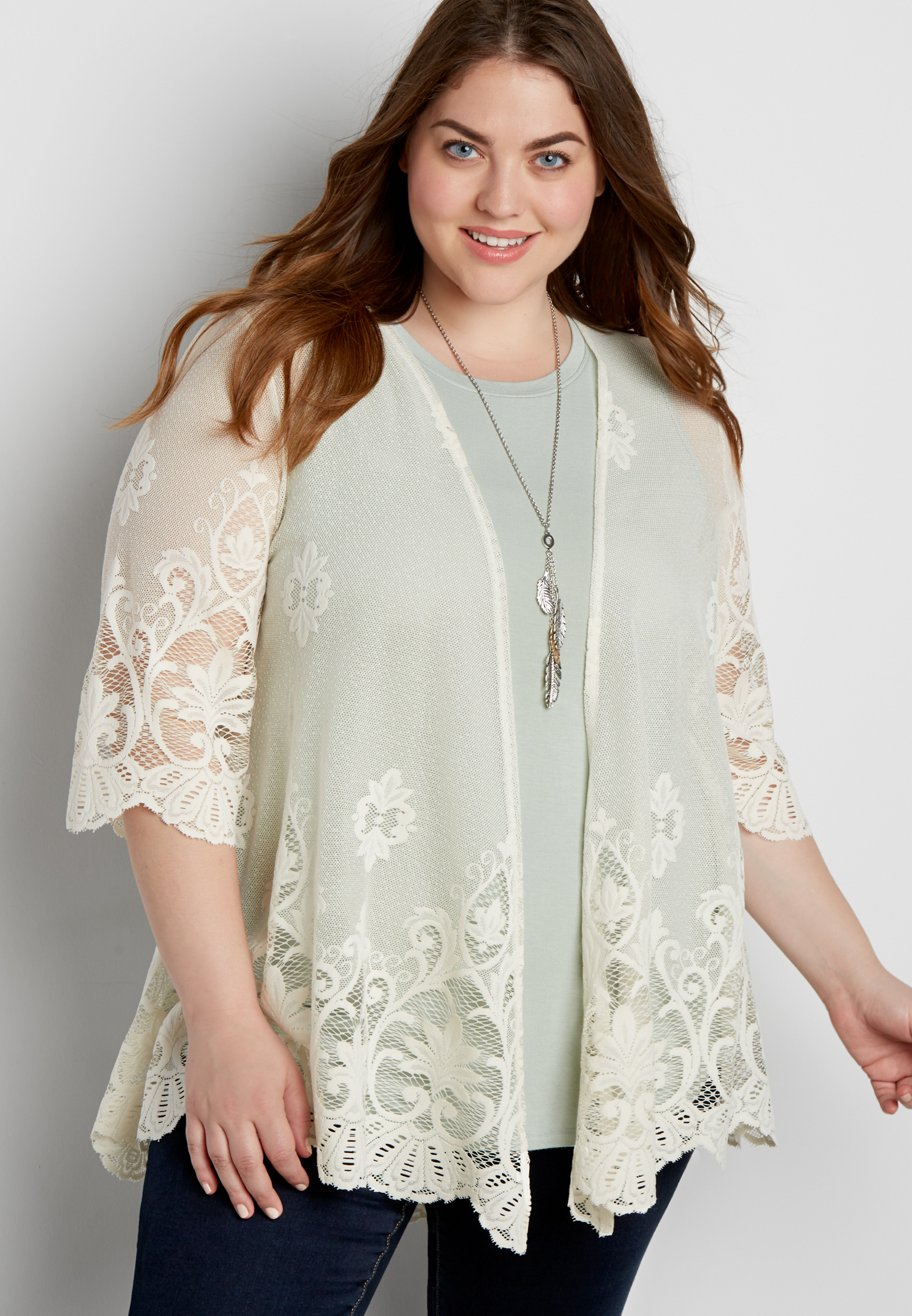 Long lace cardigan plus size hotsell