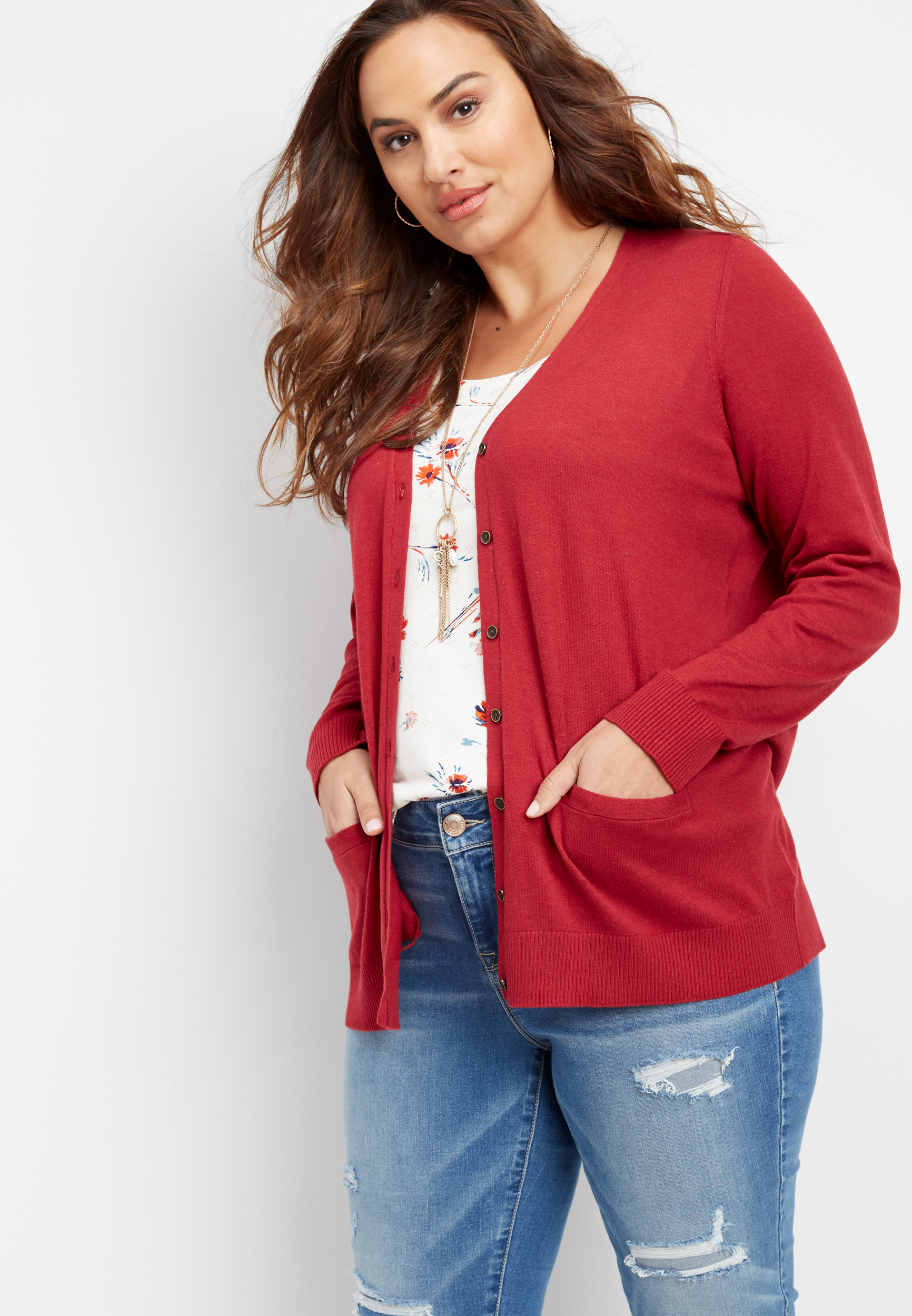 button down cardigan plus size