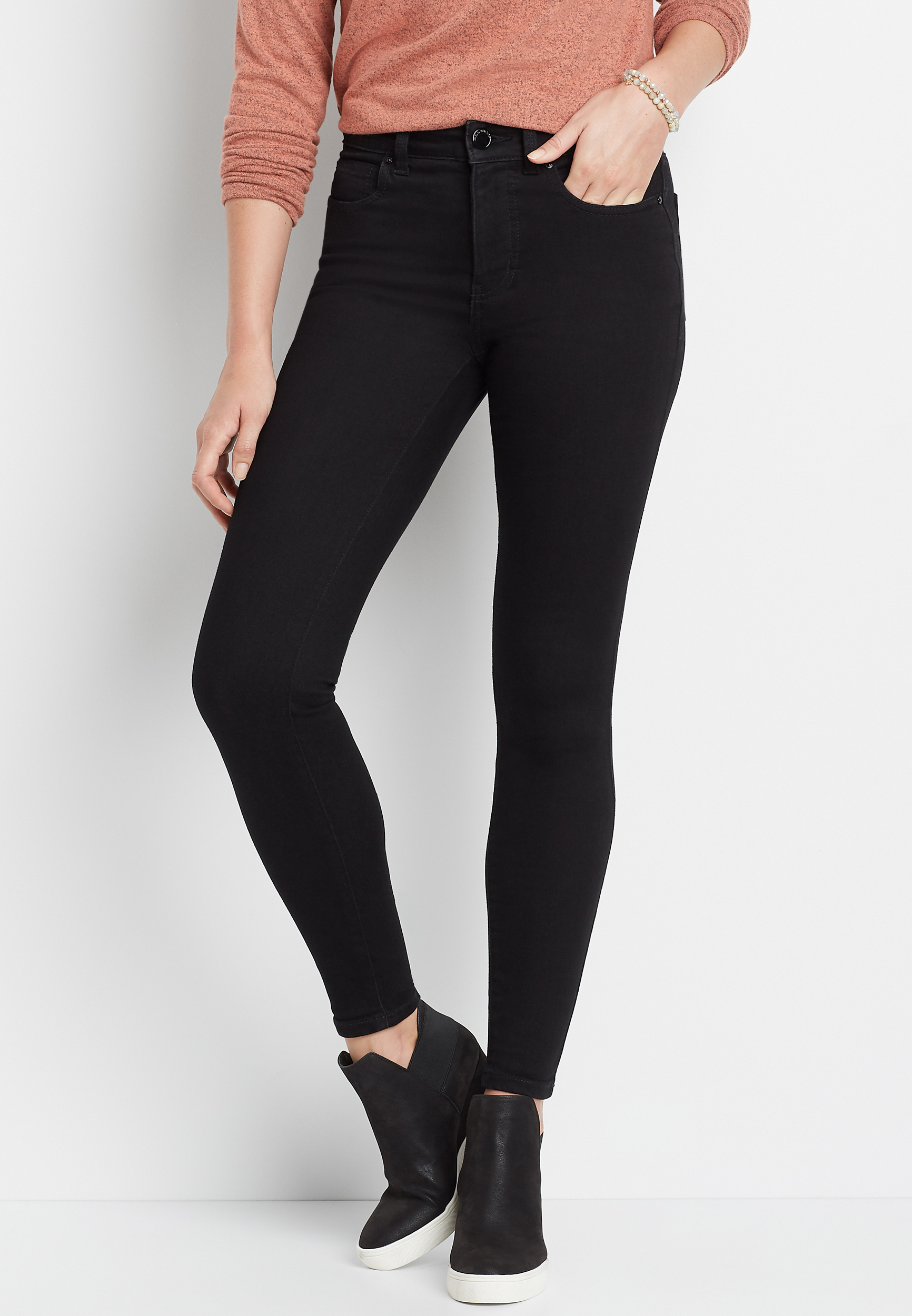 Everflex™ High Rise Black Stretch Super Skinny Jean - alternate image