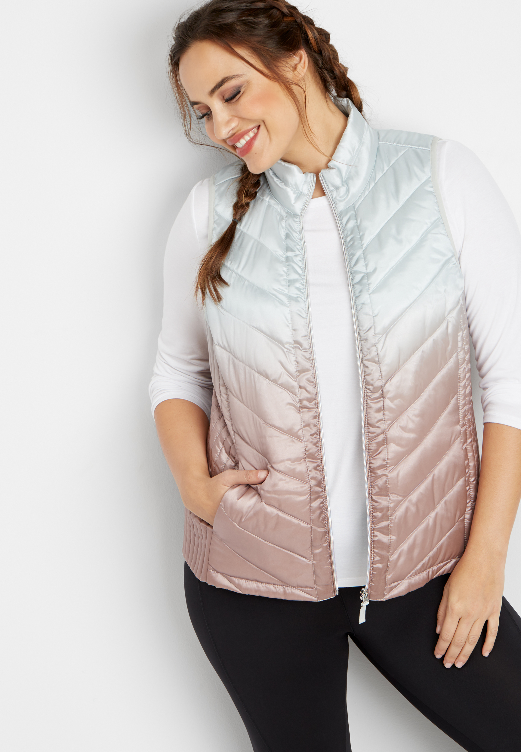 Plus Size Ombre Metallic Puffer Vest Maurices 8965