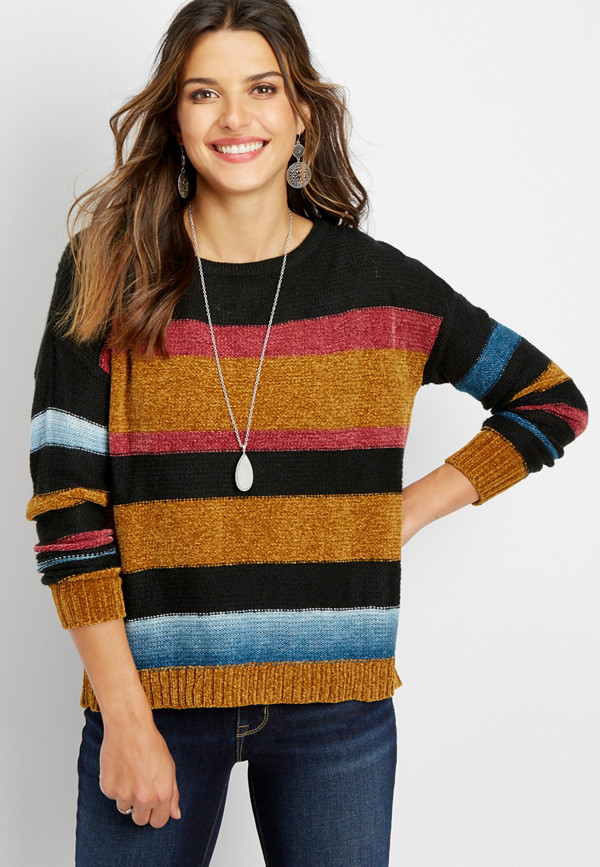 chenille stripe pullover sweater | maurices