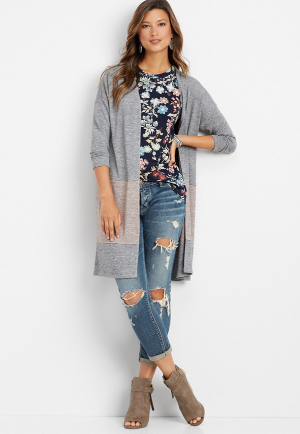 colorblock duster cardigan | maurices