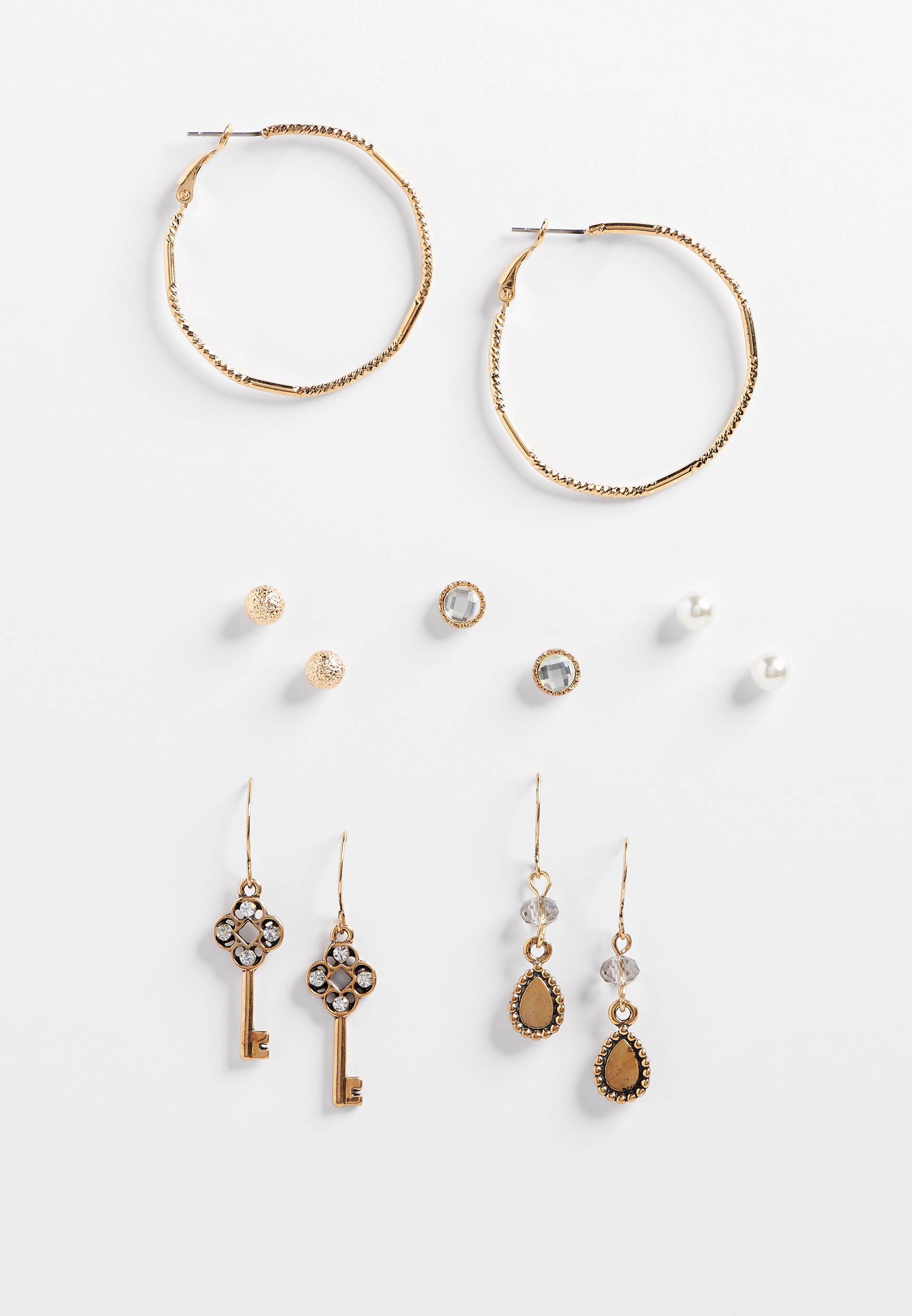 six piece key earring set maurices