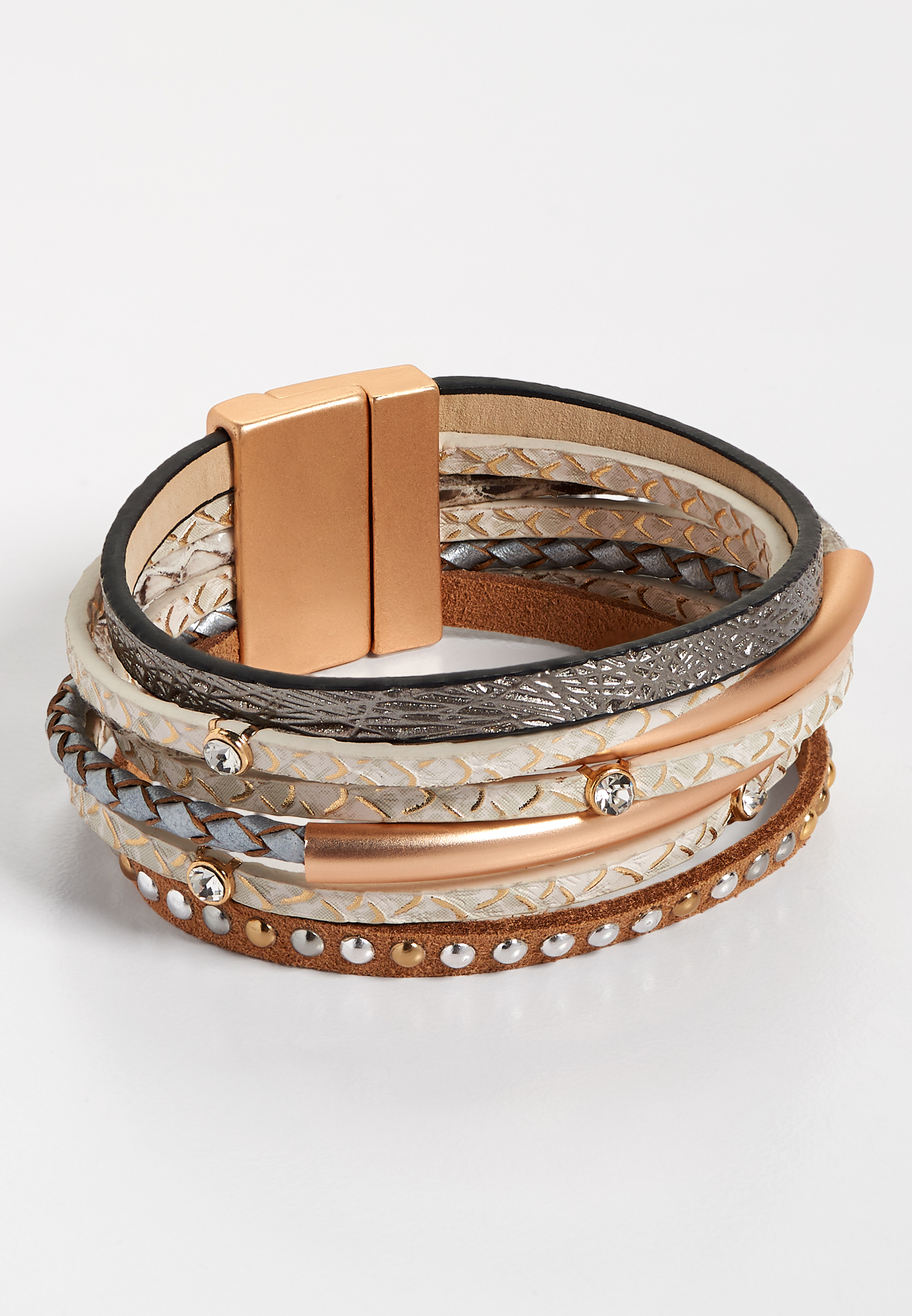natural tones multi row magnet bracelet | maurices