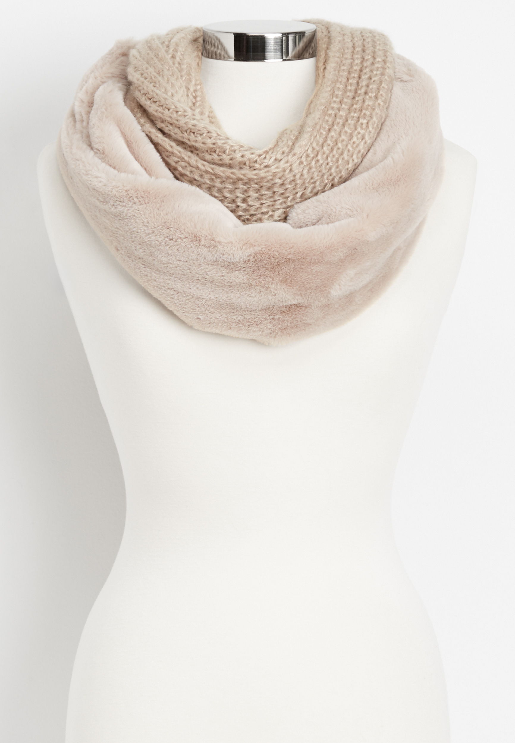 faux fur and knit infinity scarf maurices