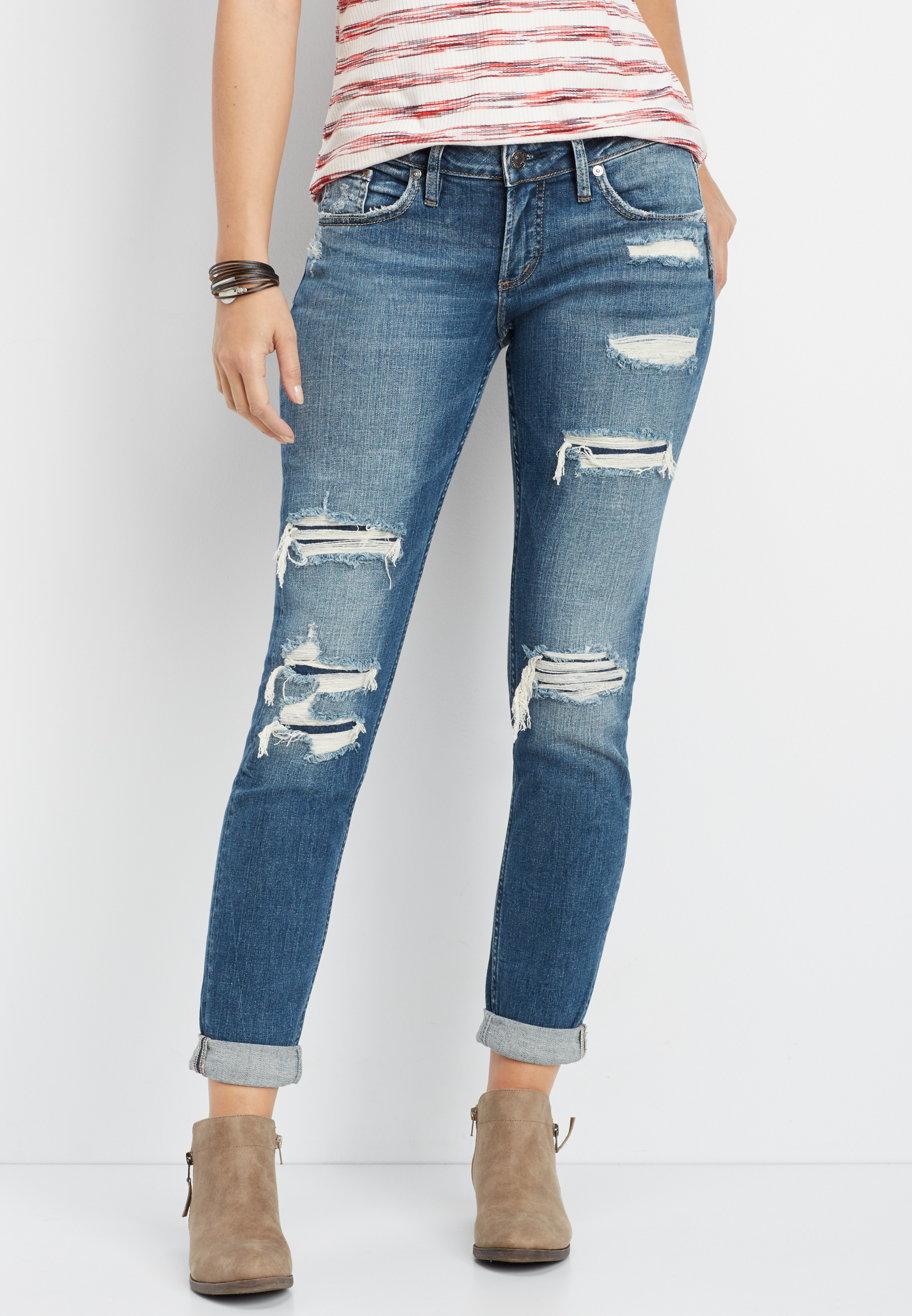 maurices silver boyfriend jeans