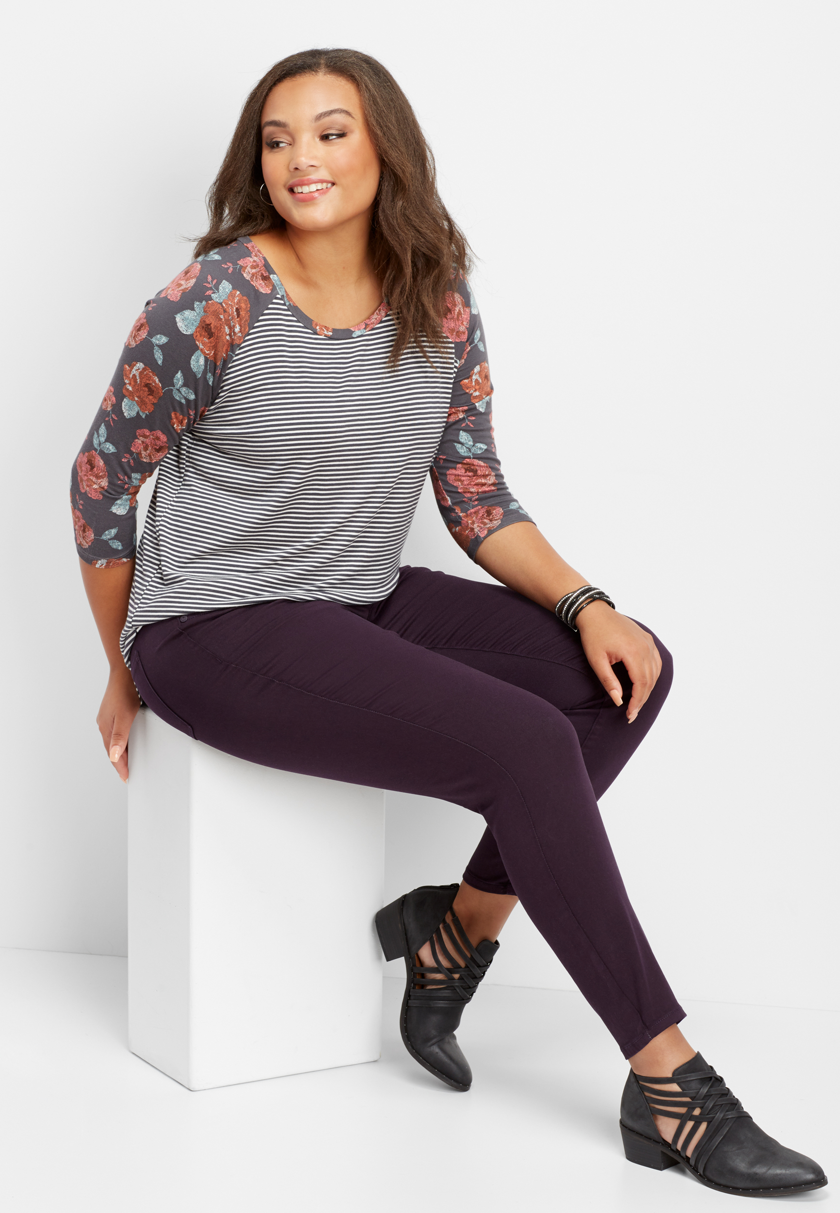 plus size DenimFlex™ midnight mulberry color jegging | maurices