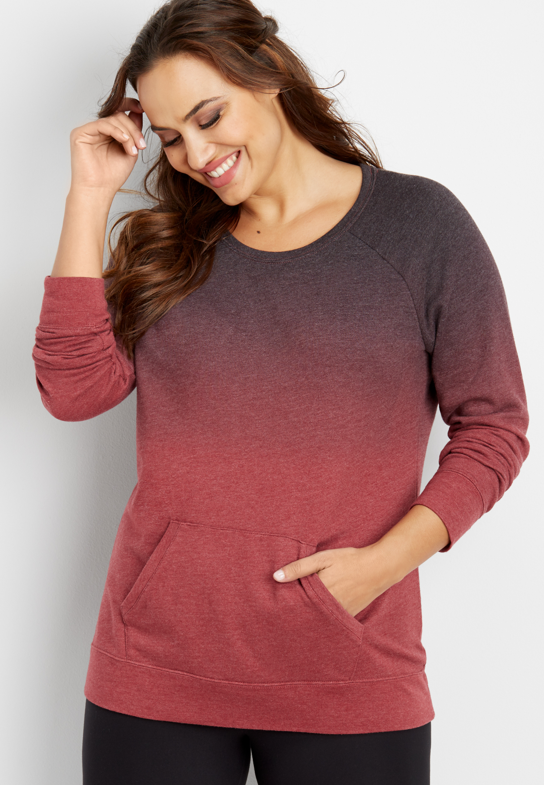 plus size dip dye front pocket pullover | maurices