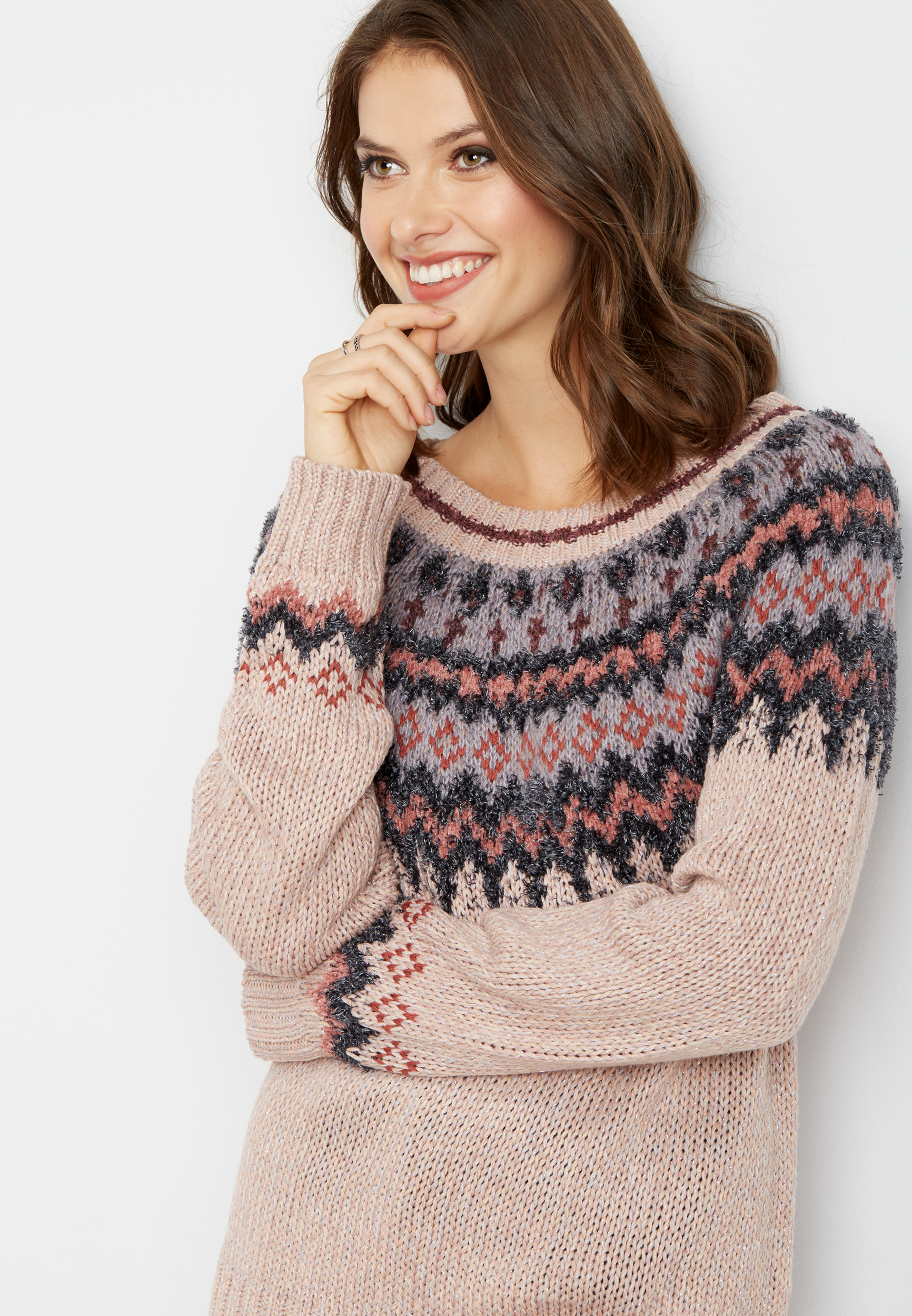soft pink fairisle sweater | maurices