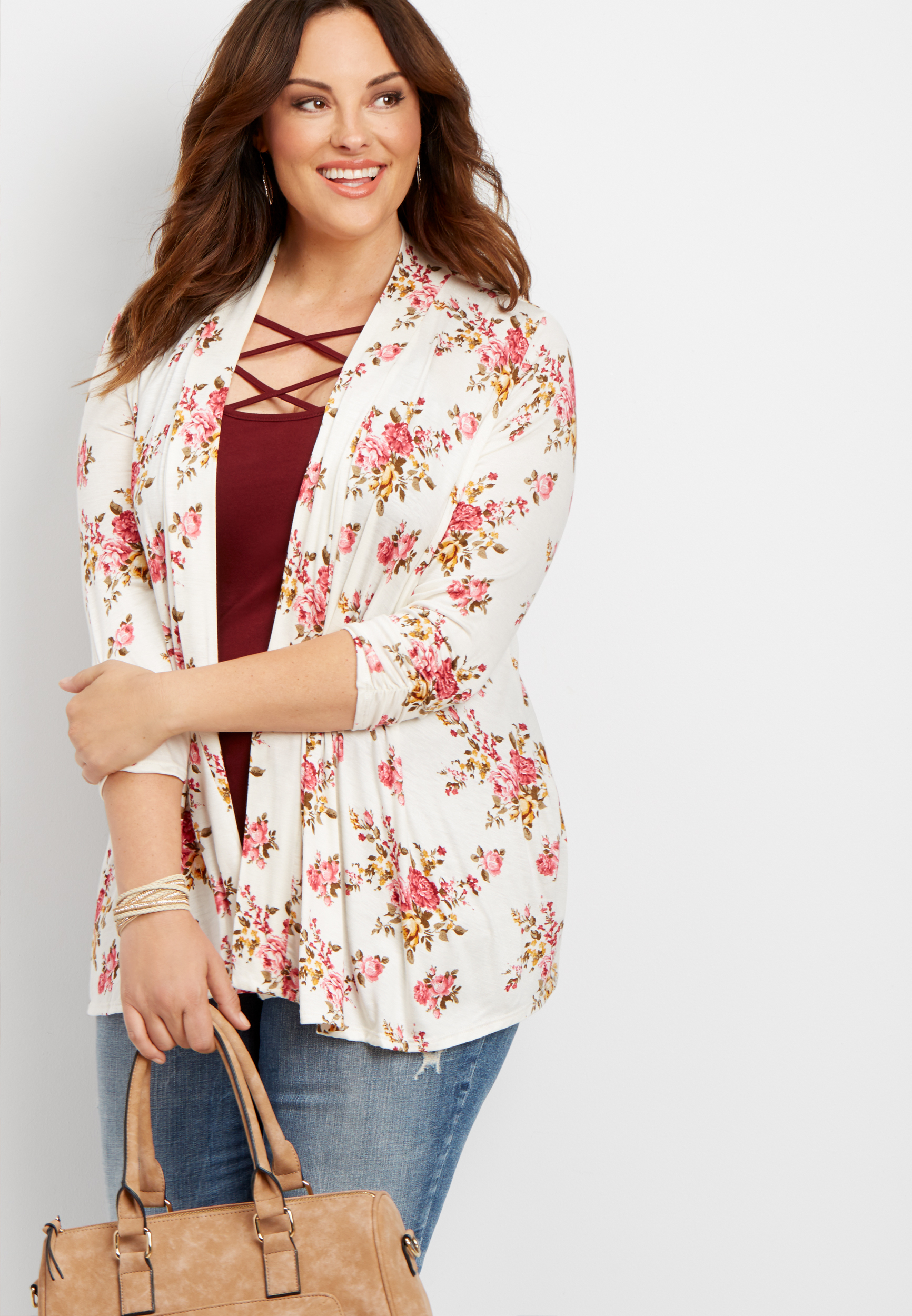 plus size floral cardigan sweaters