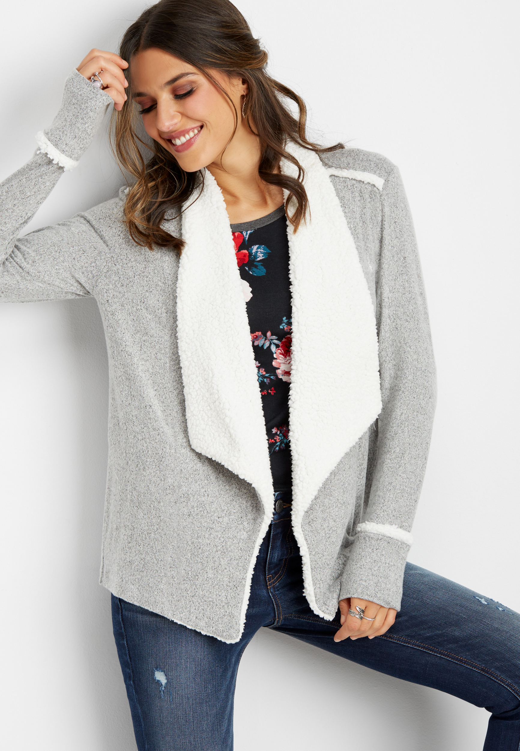 solid sherpa cardigan | maurices