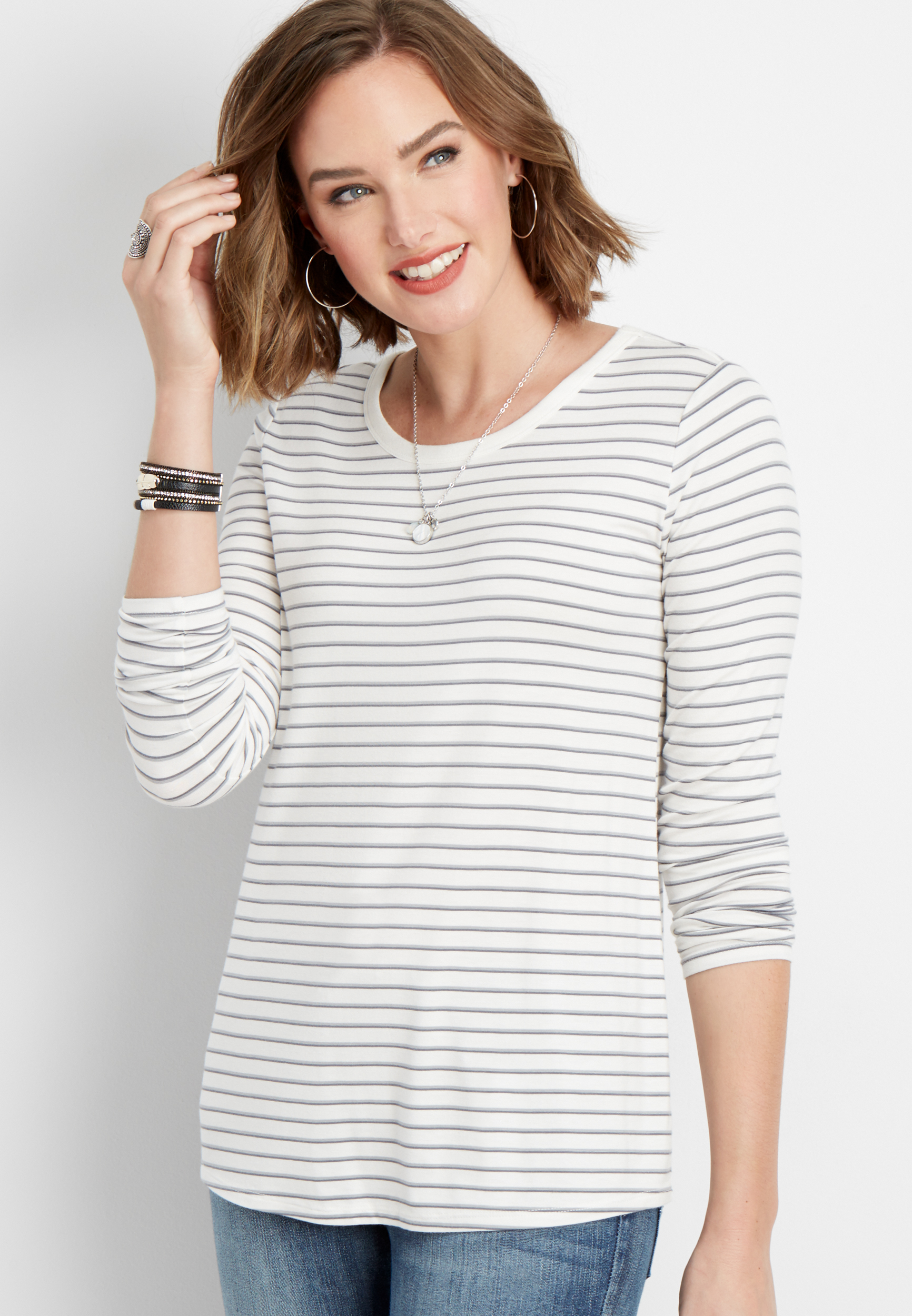 basic long sleeve stripe tee | maurices