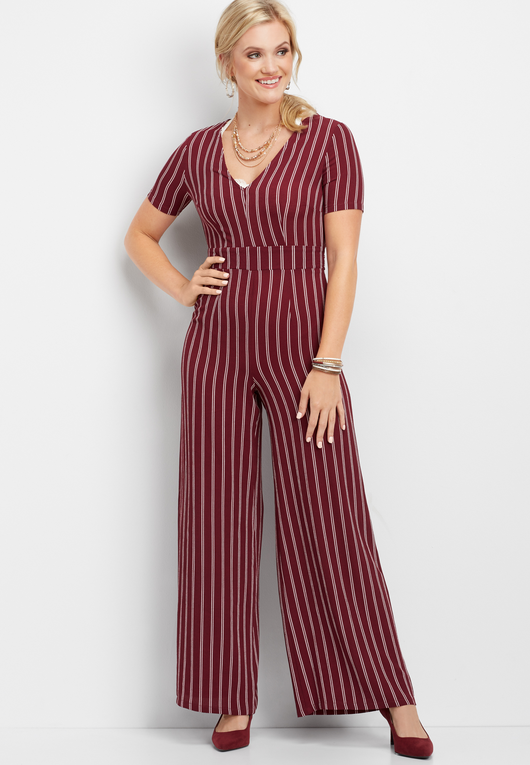 maurices striped jumpsuit