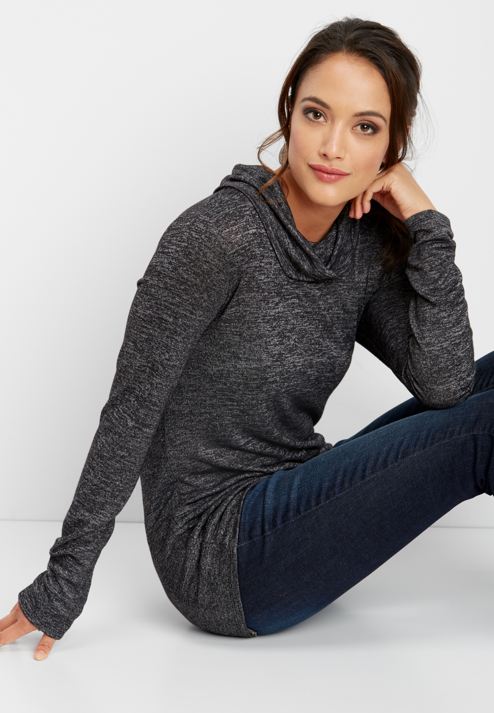 24/7 double pocket cowl neck tee | maurices