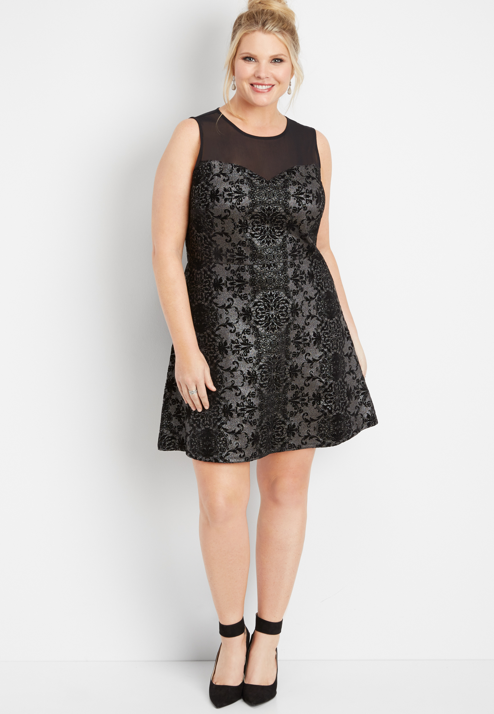 plus size silver flecked mesh dress | maurices