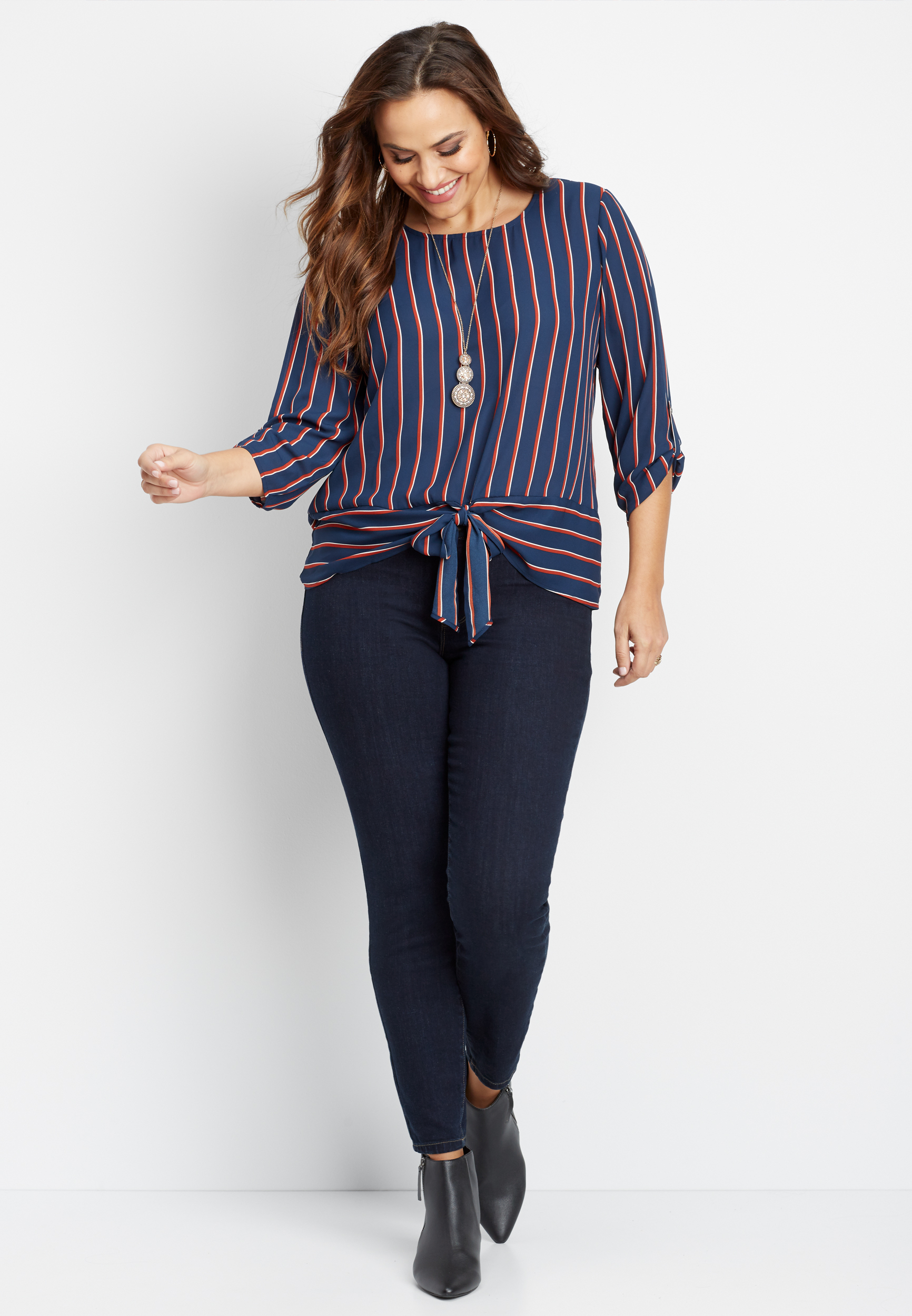 women's plus size shirts with a banded bottom