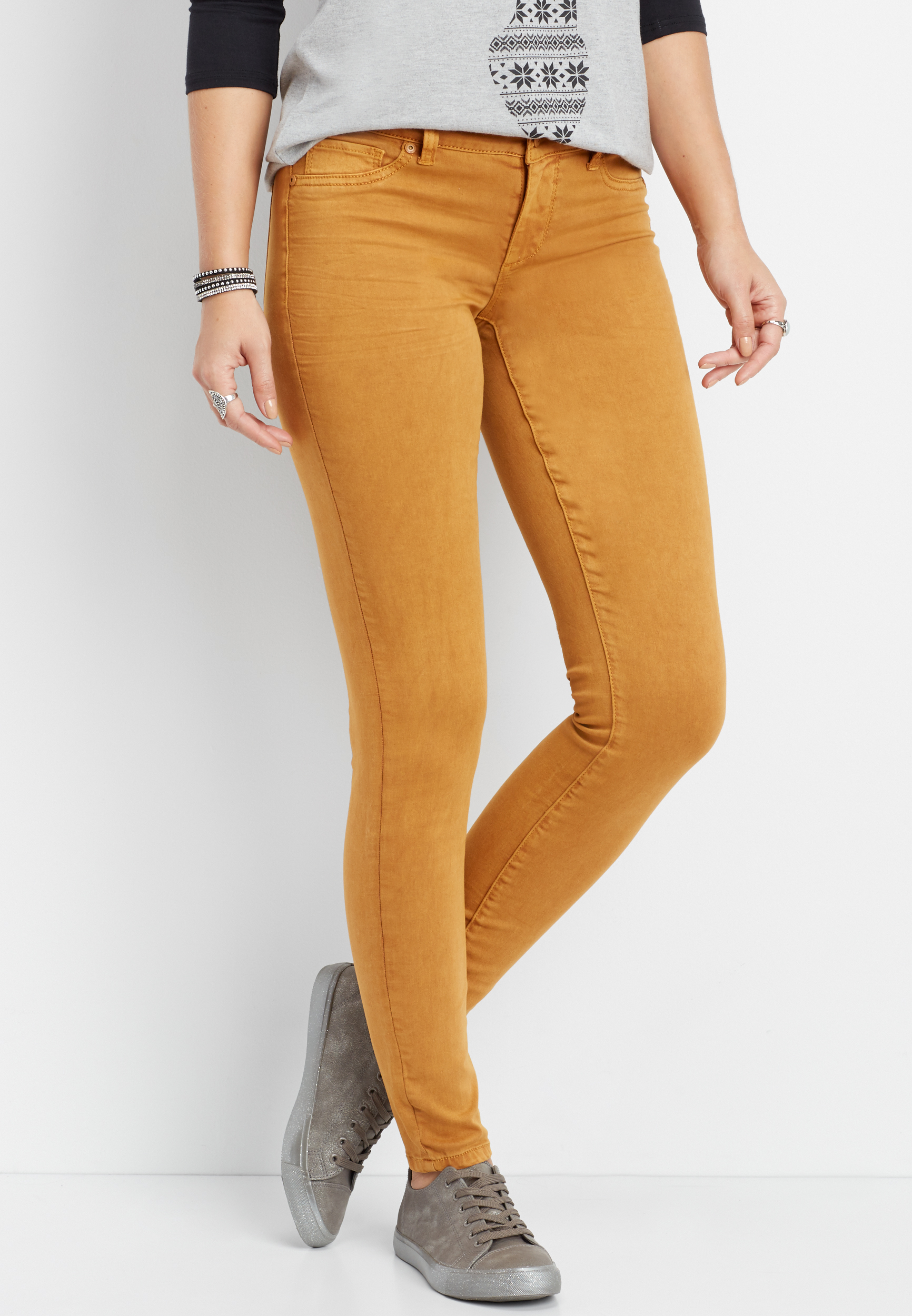 rust colored jeggings